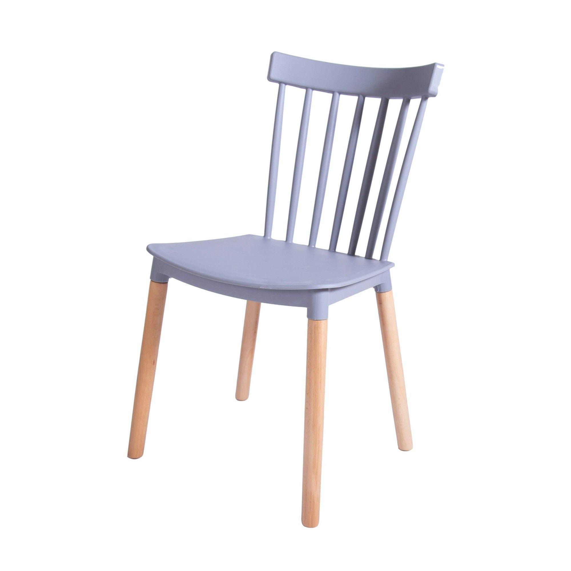 Pack 4 unidades Silla comedor modelo Windsor Gris-4