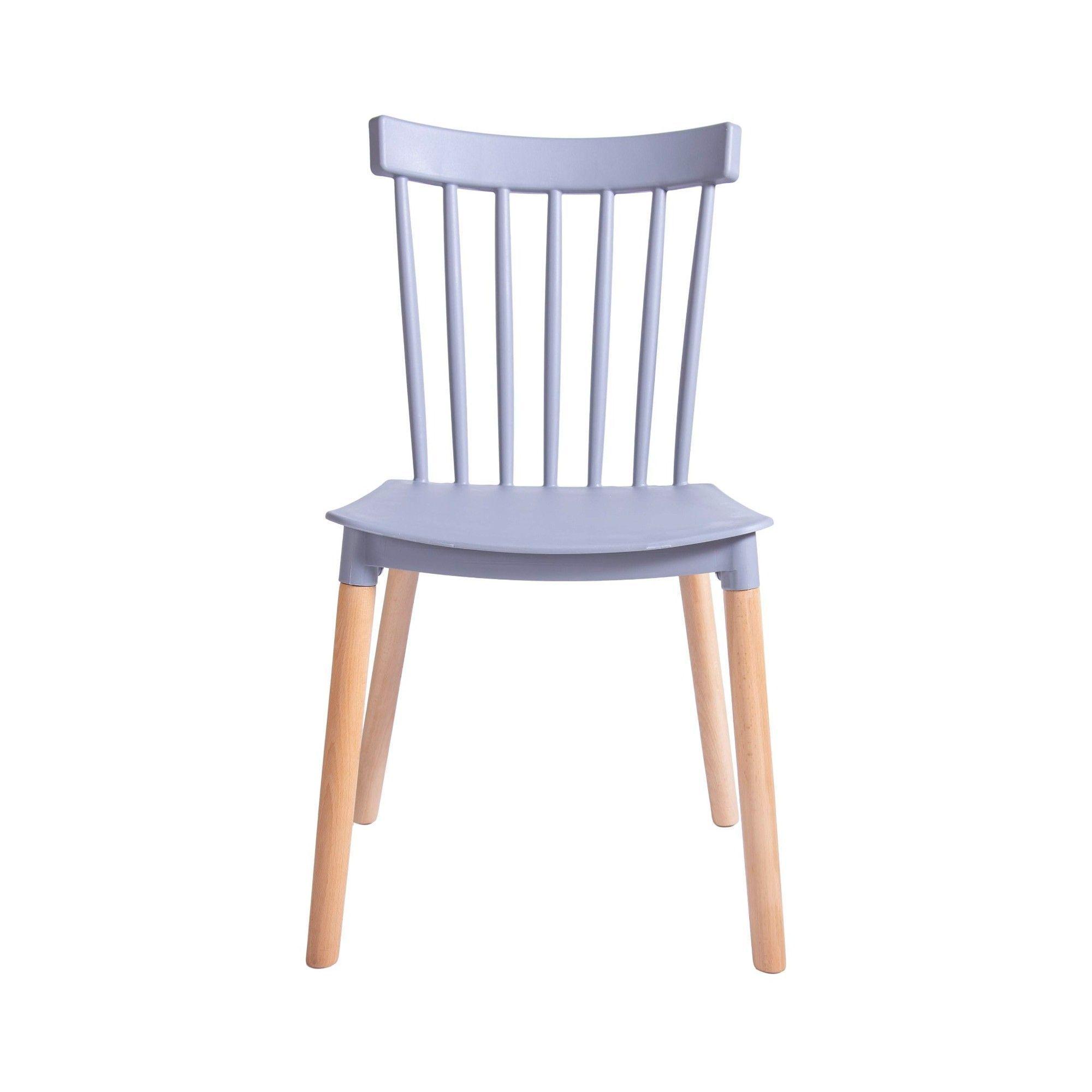 Pack 4 unidades Silla comedor modelo Windsor Gris-5