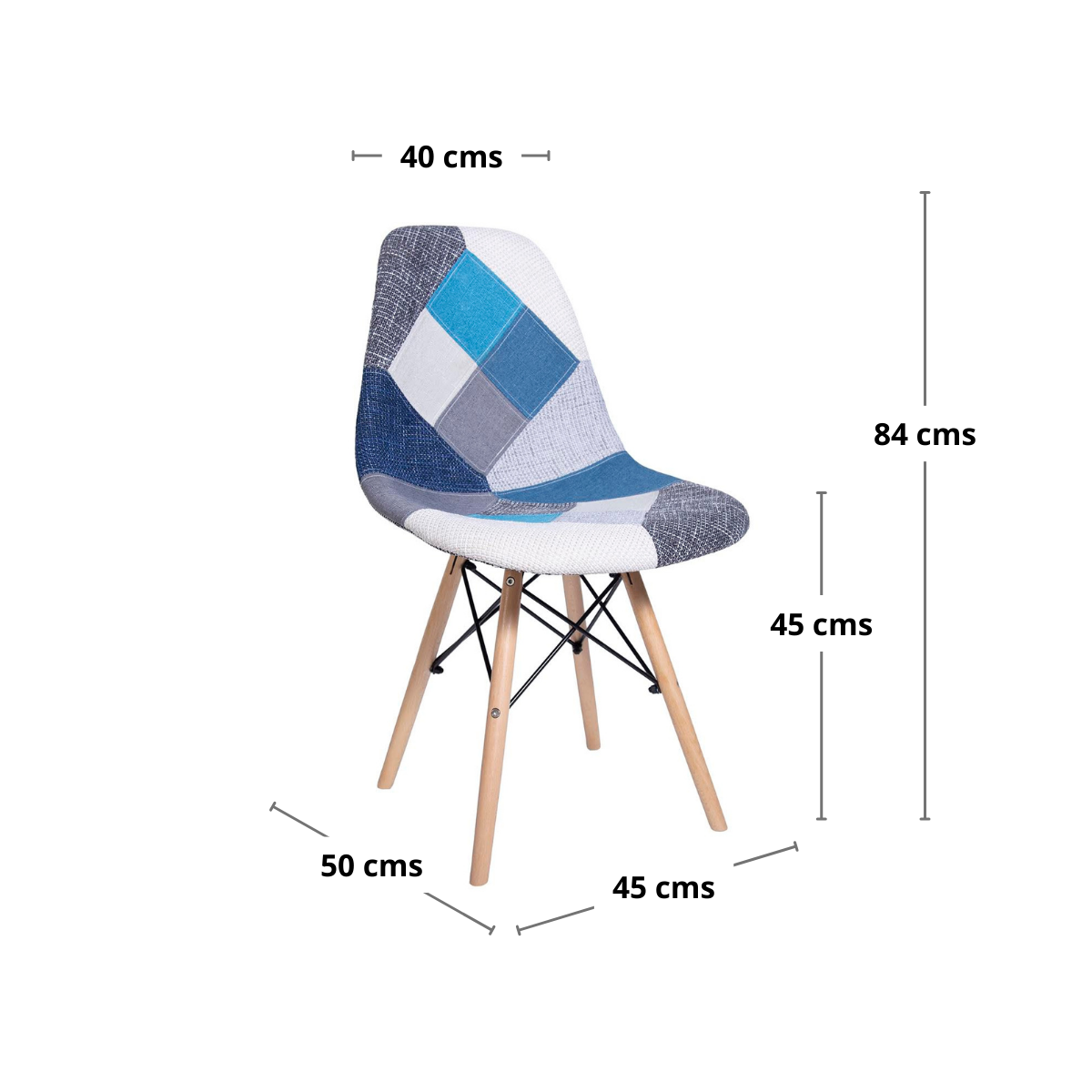 Pack x 4 Silla eames patchwork tonos azules-2