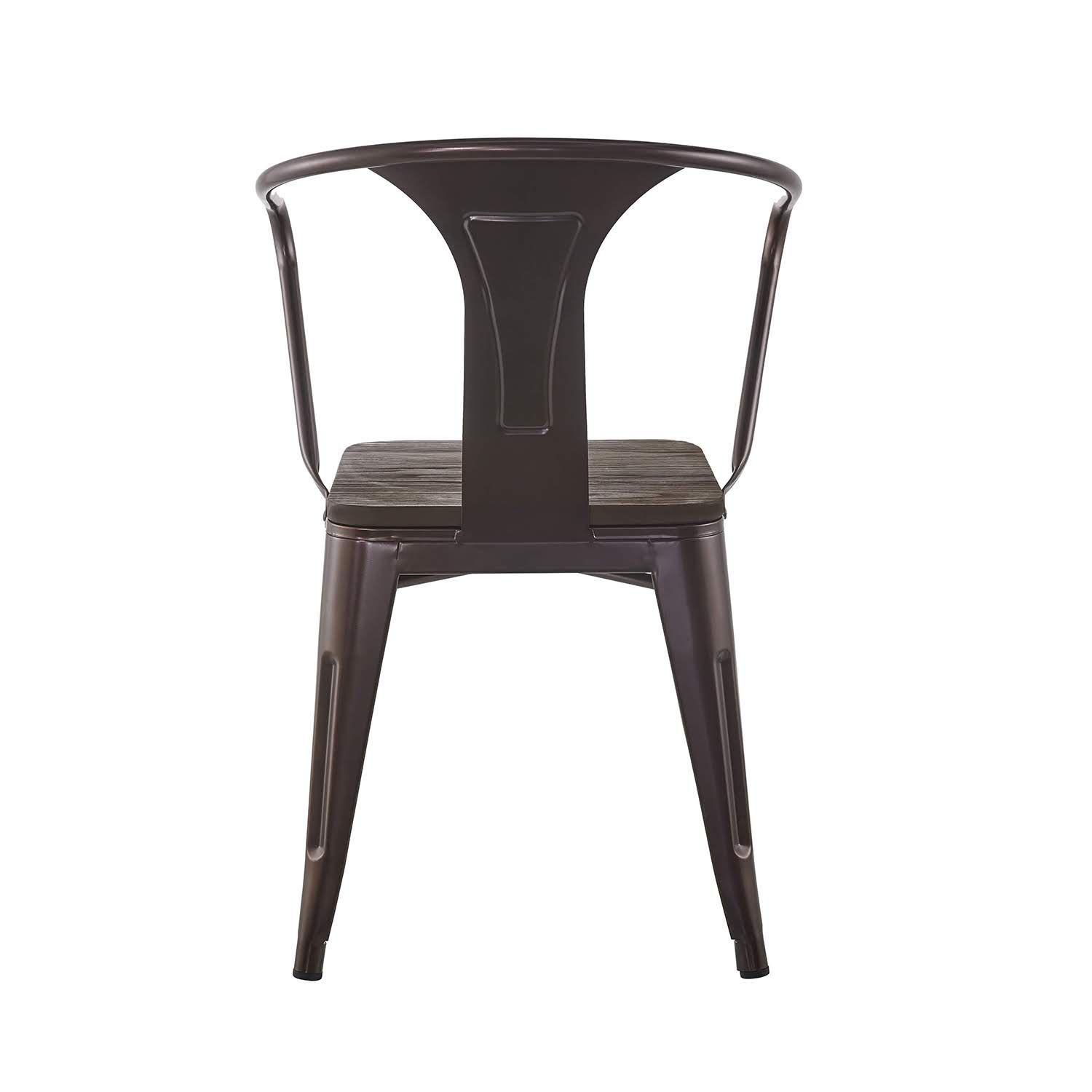 Pack 4 unidades Silla Comedor Tolix con brazos y asiento de madera color cobre-2