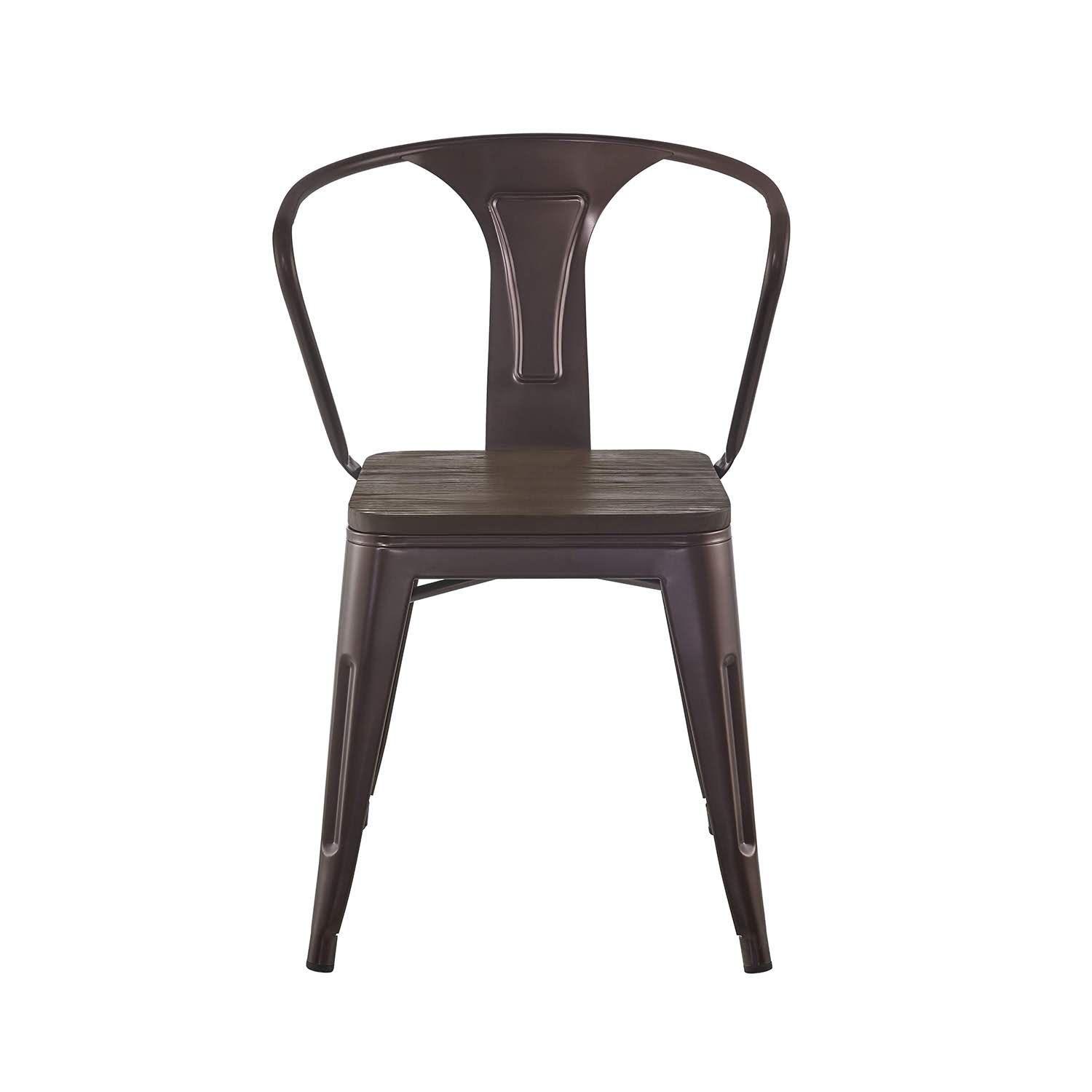 Pack 4 unidades Silla Comedor Tolix con brazos y asiento de madera color cobre-3