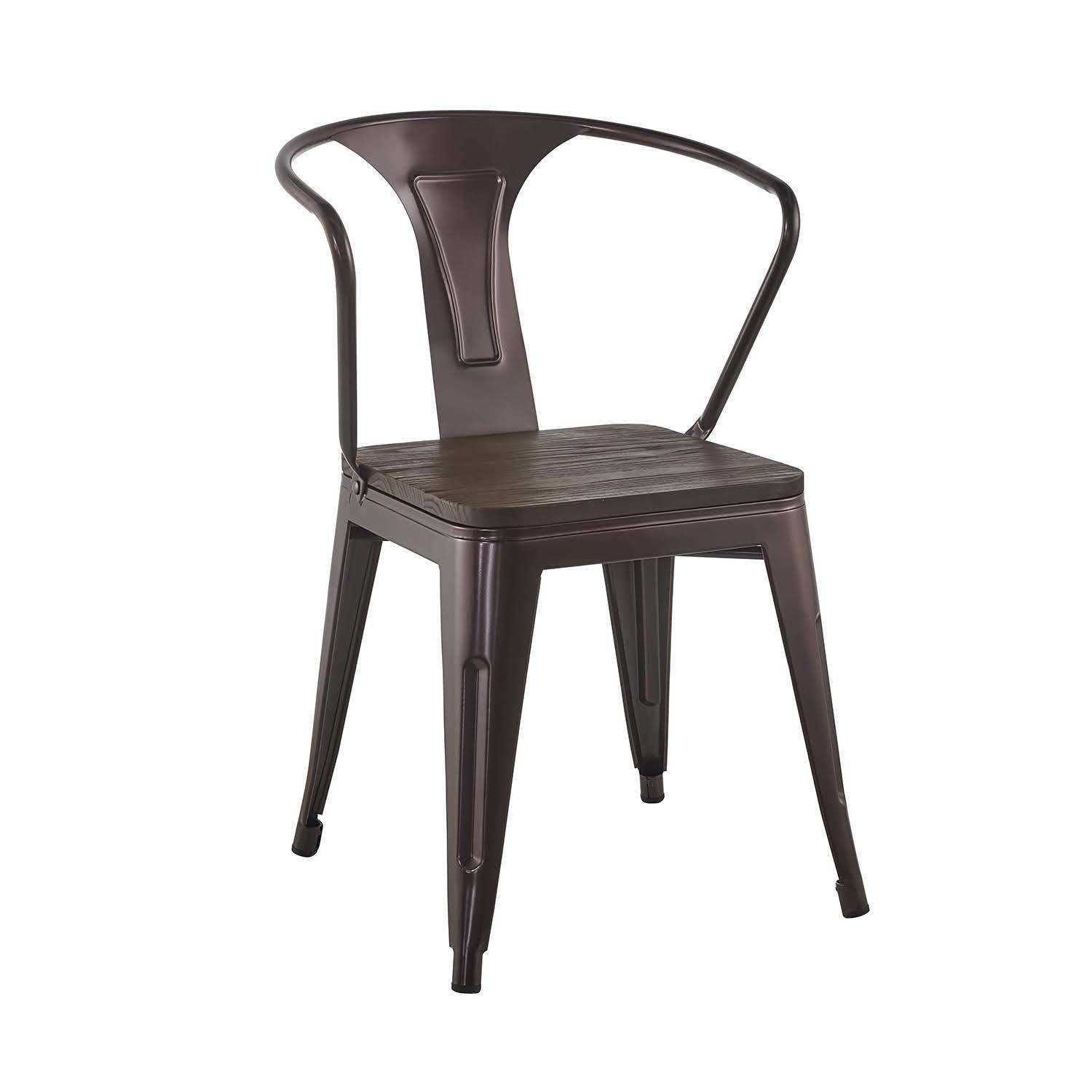Pack 4 unidades Silla Comedor Tolix con brazos y asiento de madera color cobre-4