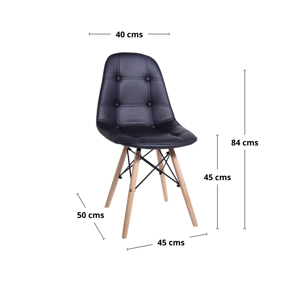 Pack 4 sillas Eames acolchada negra-2