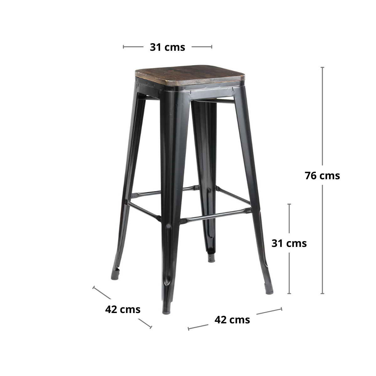 Pack 4 unidades Taburete Tolix Negro-2