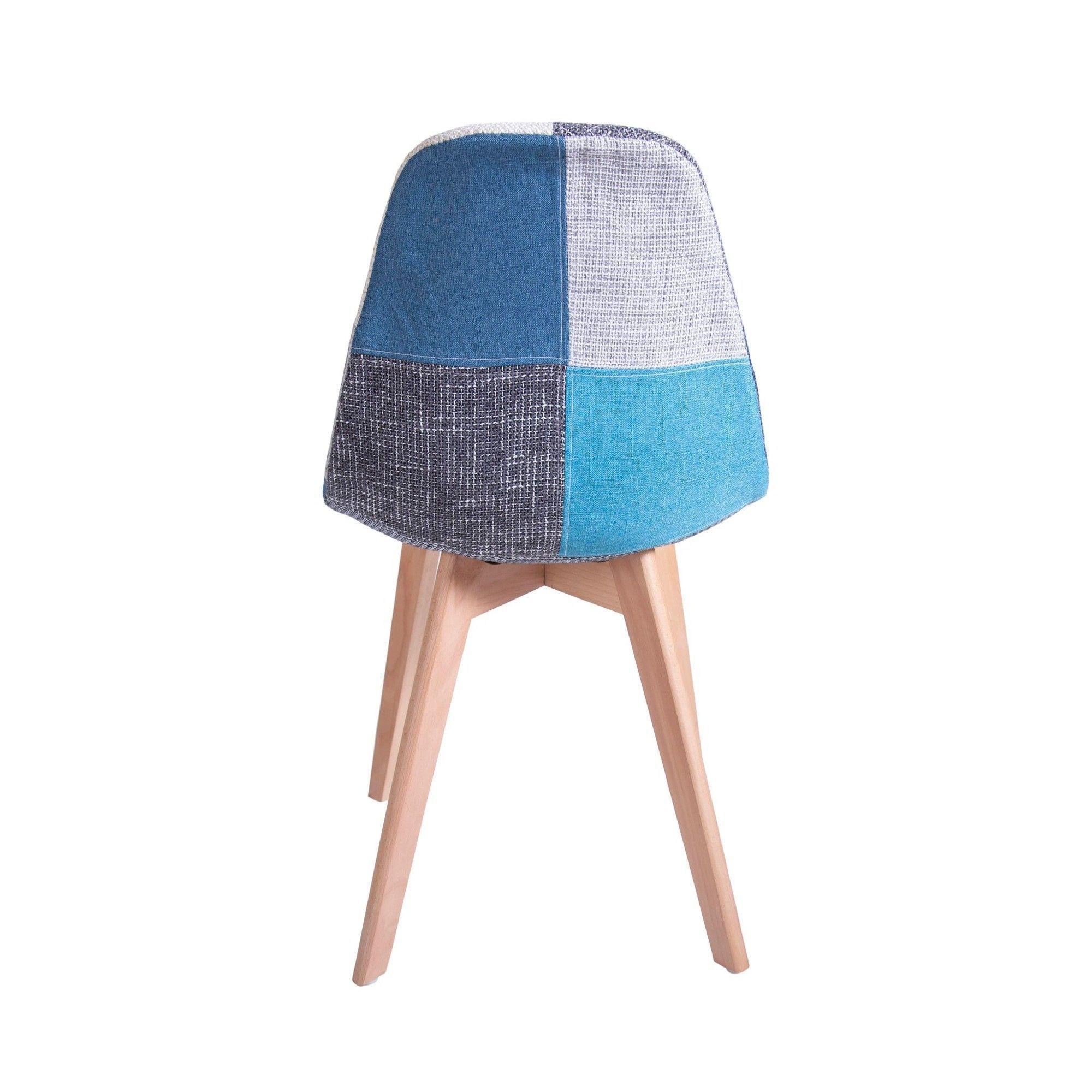 Pack 4 unidades Silla Eames patchwork azul-2