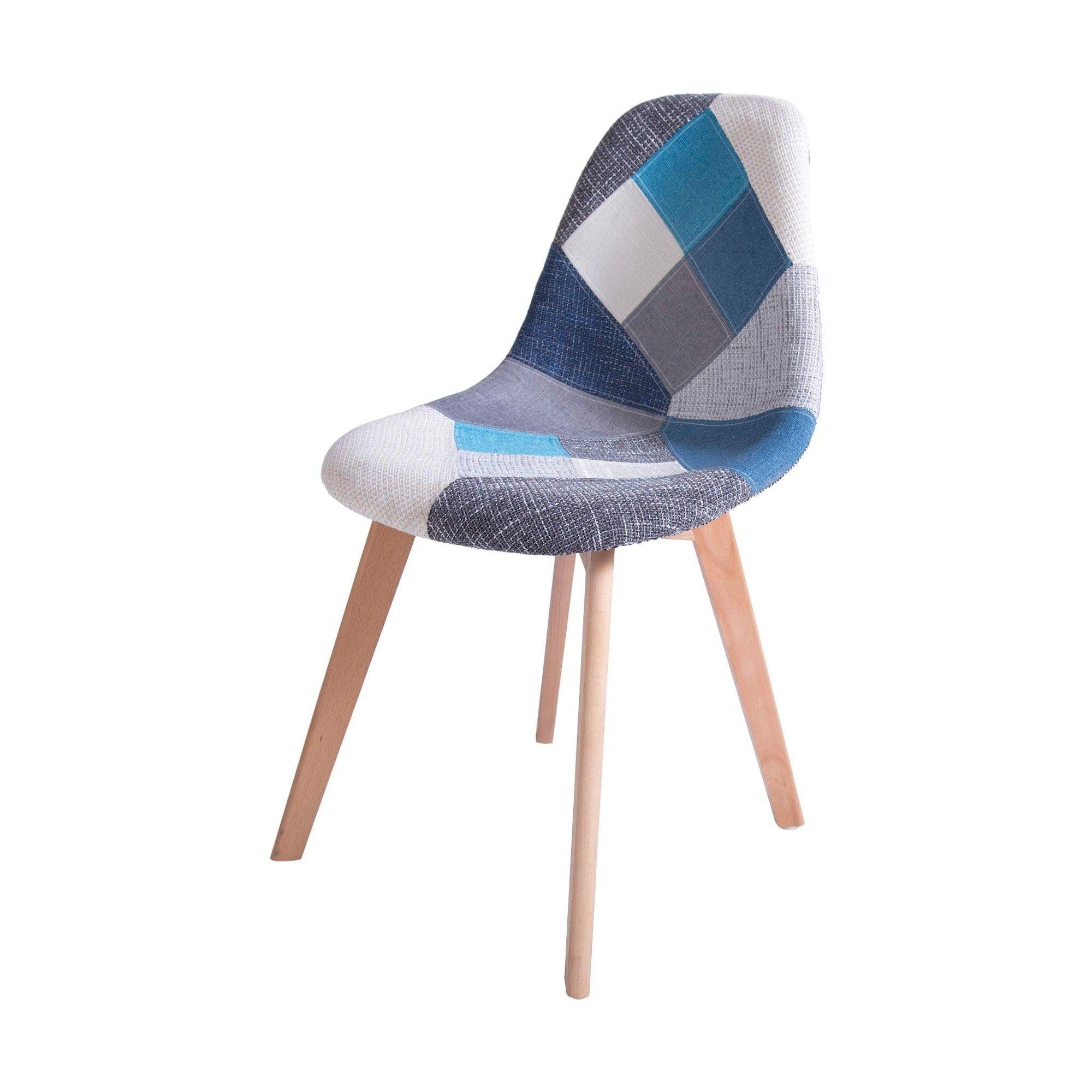 Pack 4 unidades Silla Eames patchwork azul-3