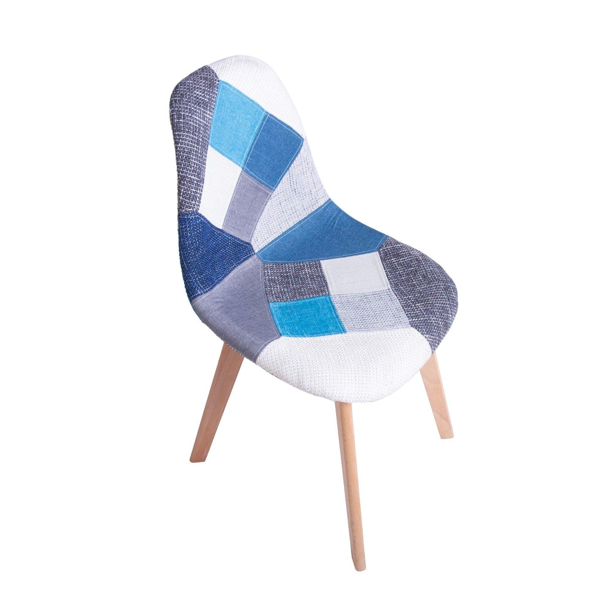 Pack 4 unidades Silla Eames patchwork azul-4