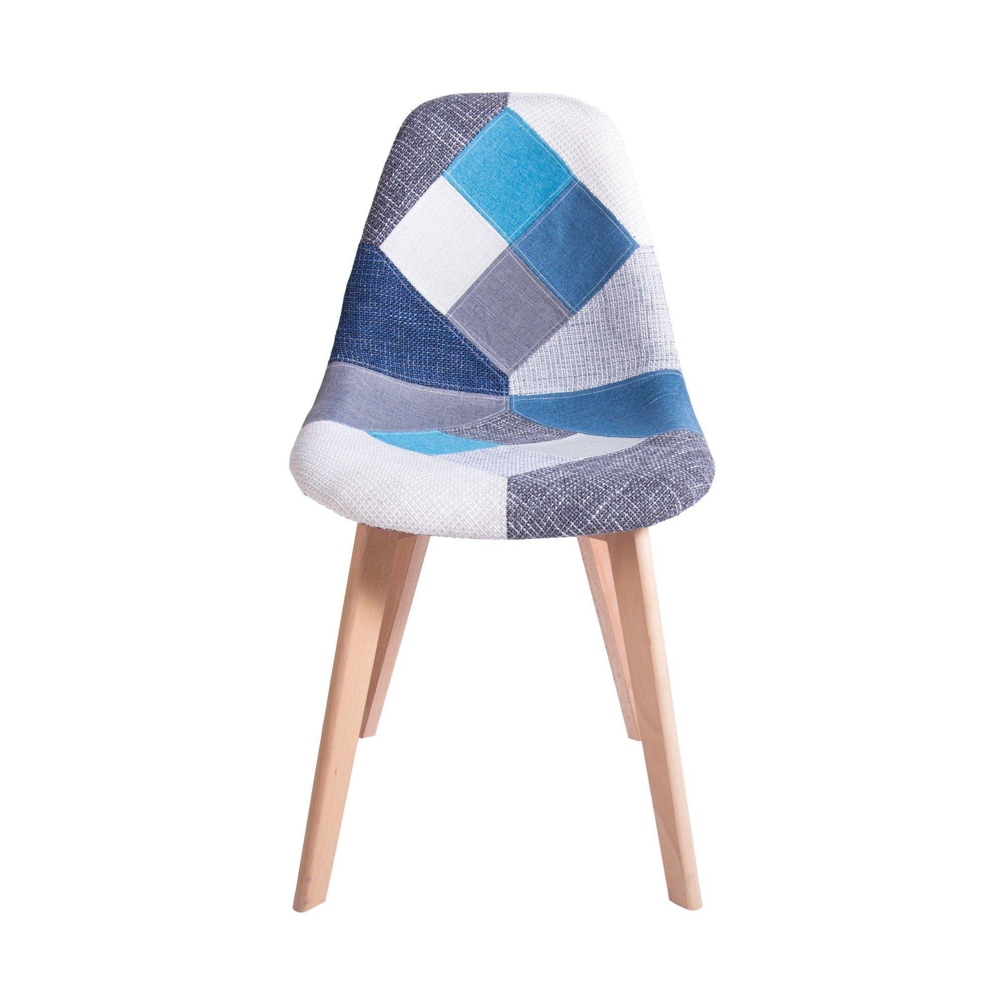 Pack 4 unidades Silla Eames patchwork azul-5