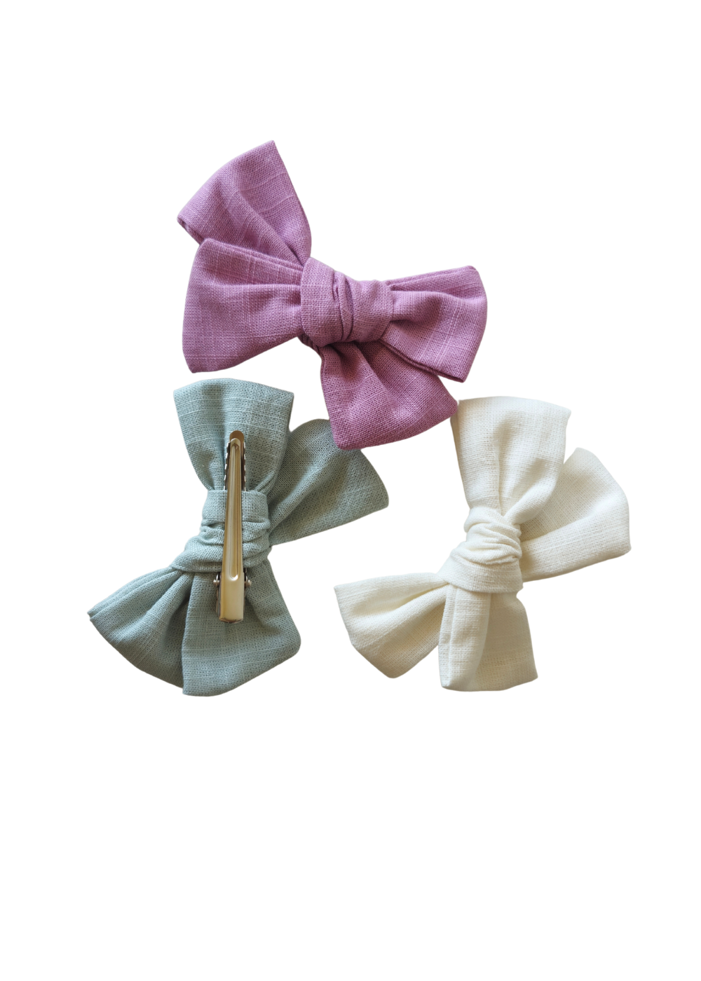 Pack de tres lazos Helenita verde rosa y blanco-1