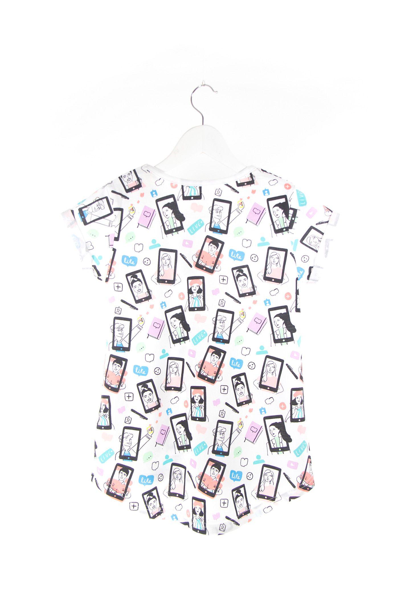 Polera Blanca Full Print Bia-1