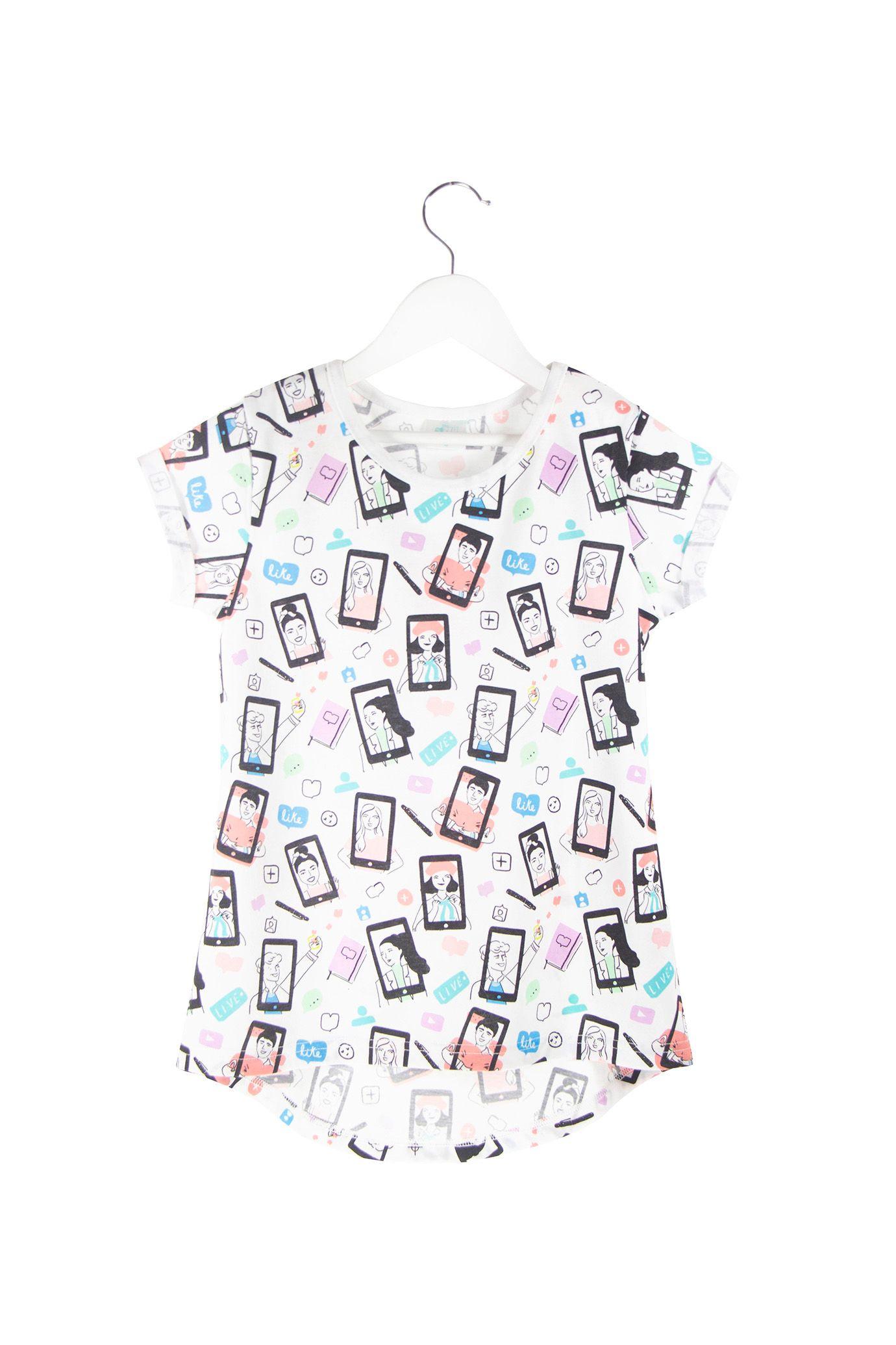 Polera Blanca Full Print Bia-0