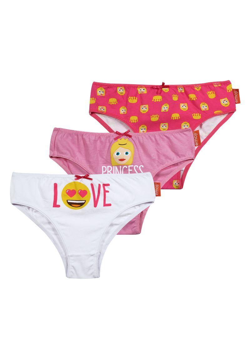 Tripack Calzon Niña Emoji Princesa Rosado-0