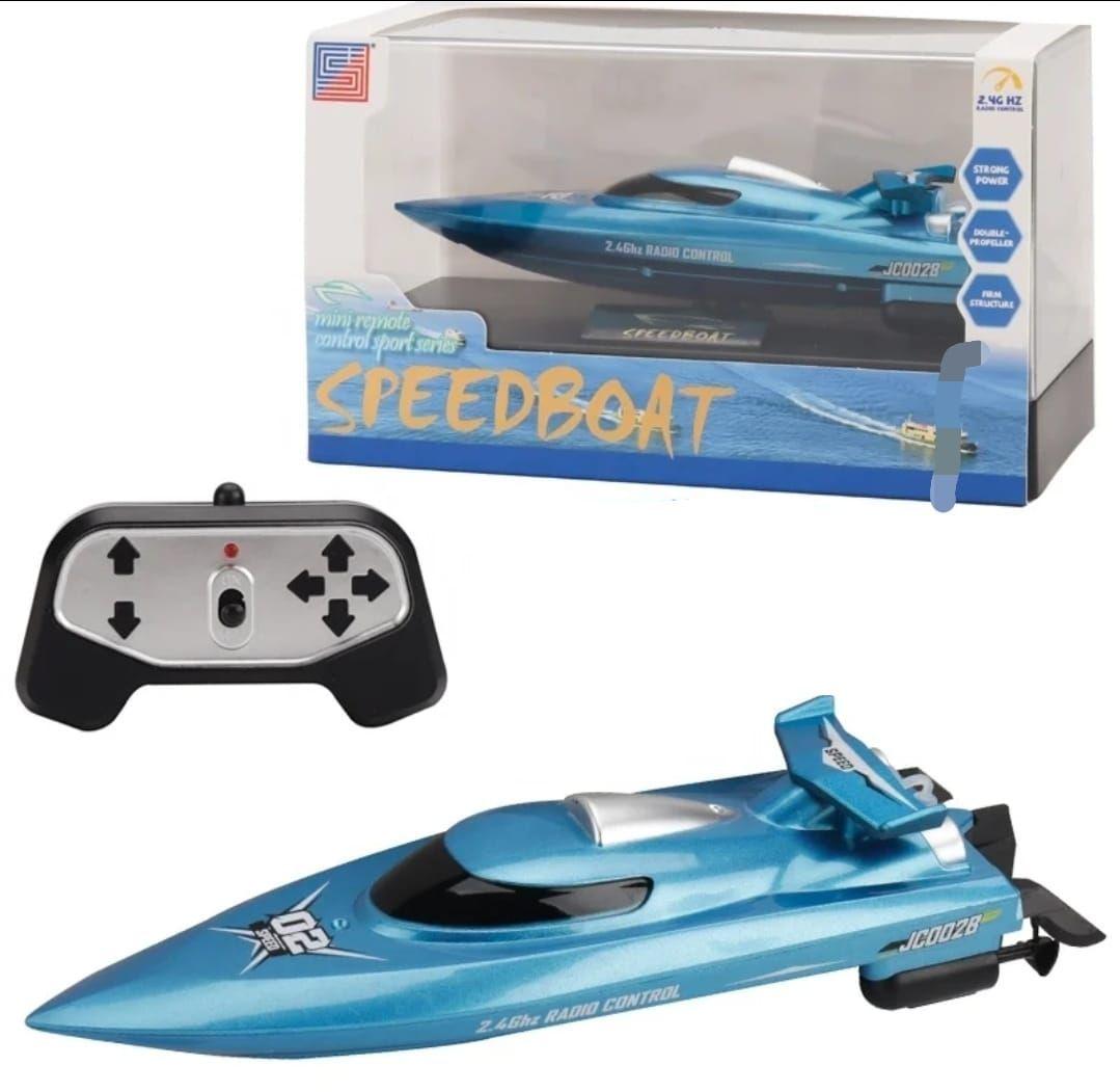 Lancha Control Remoto Mini Bote 2,4 Batería recargable Azul-2