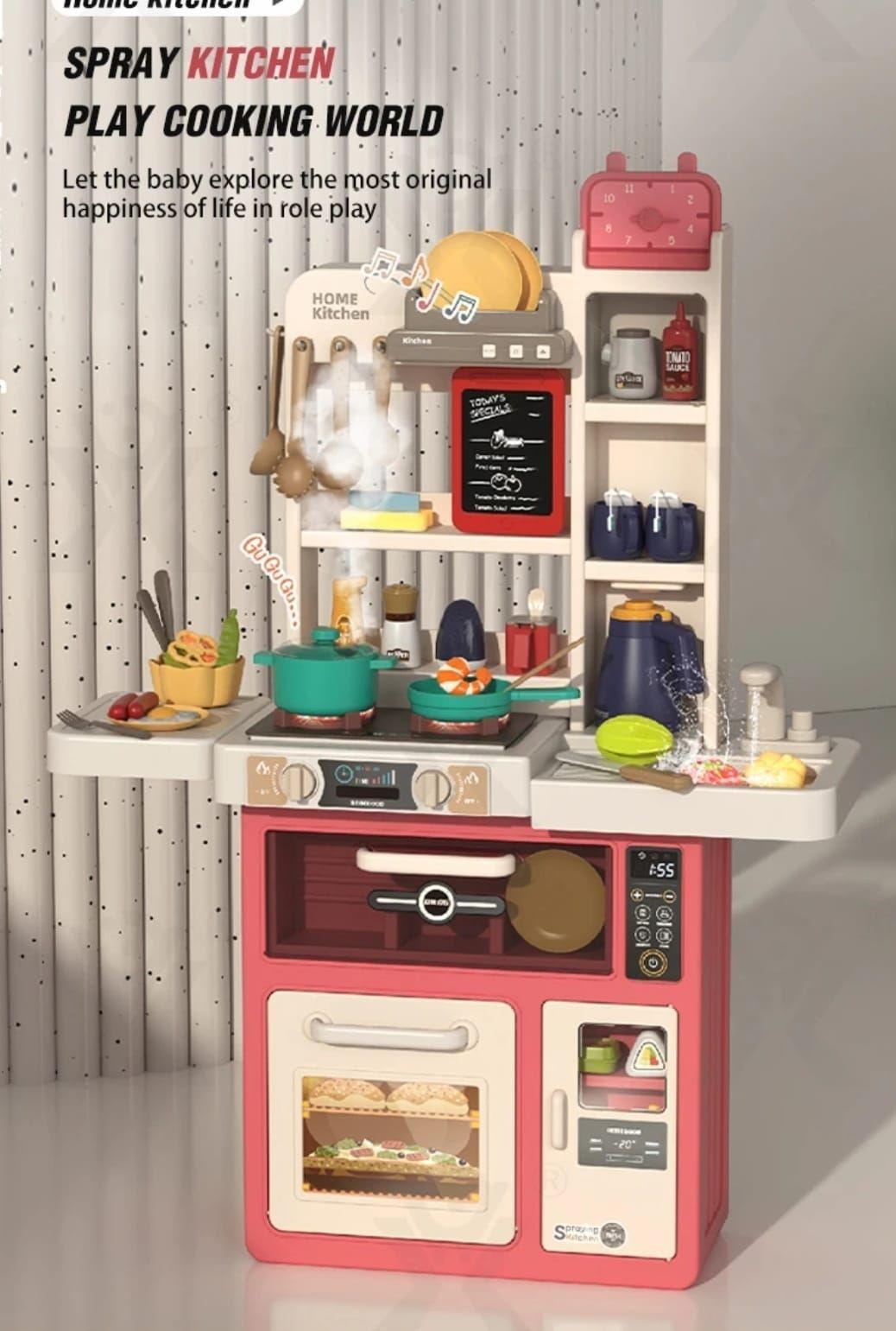 COCINA DE JUGUETE 49 ACCESORIOS LUCES SONIDO, AGUA SPRAY 85 CM-4