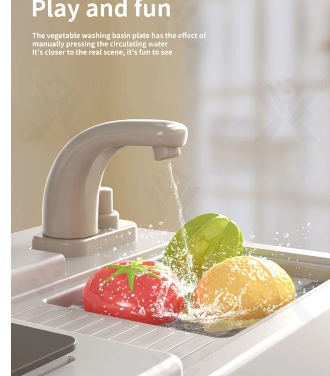 COCINA DE JUGUETE 49 ACCESORIOS LUCES SONIDO, AGUA SPRAY 85 CM-5