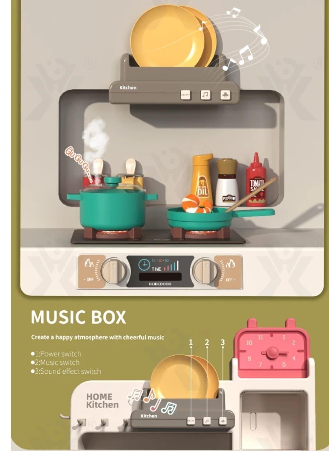 COCINA DE JUGUETE 49 ACCESORIOS LUCES SONIDO, AGUA SPRAY 85 CM-7