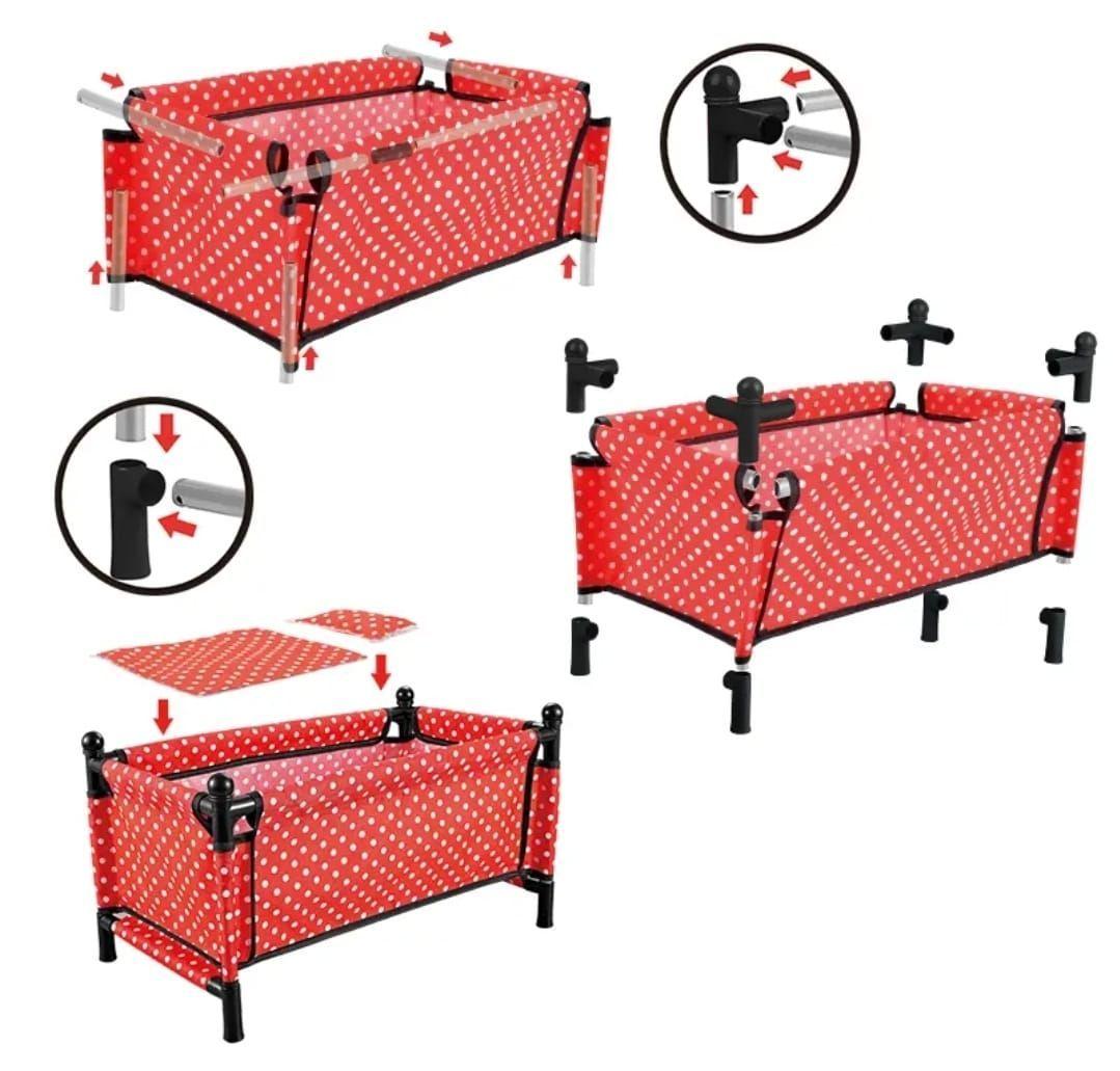 Set de Accesorios para Muñeca, Cuna Silla Mecedor de Juguete 3 en 1, Rojo-7