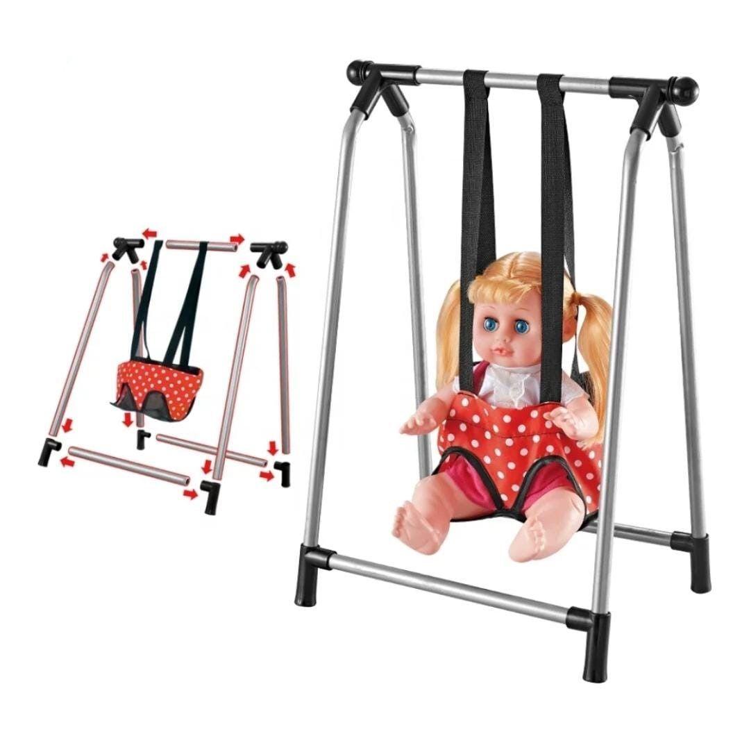 SET PARA MUÑECAS COCHE COLUMPIO MECEDORA ANDADOR ROJO 5 EN 1-2