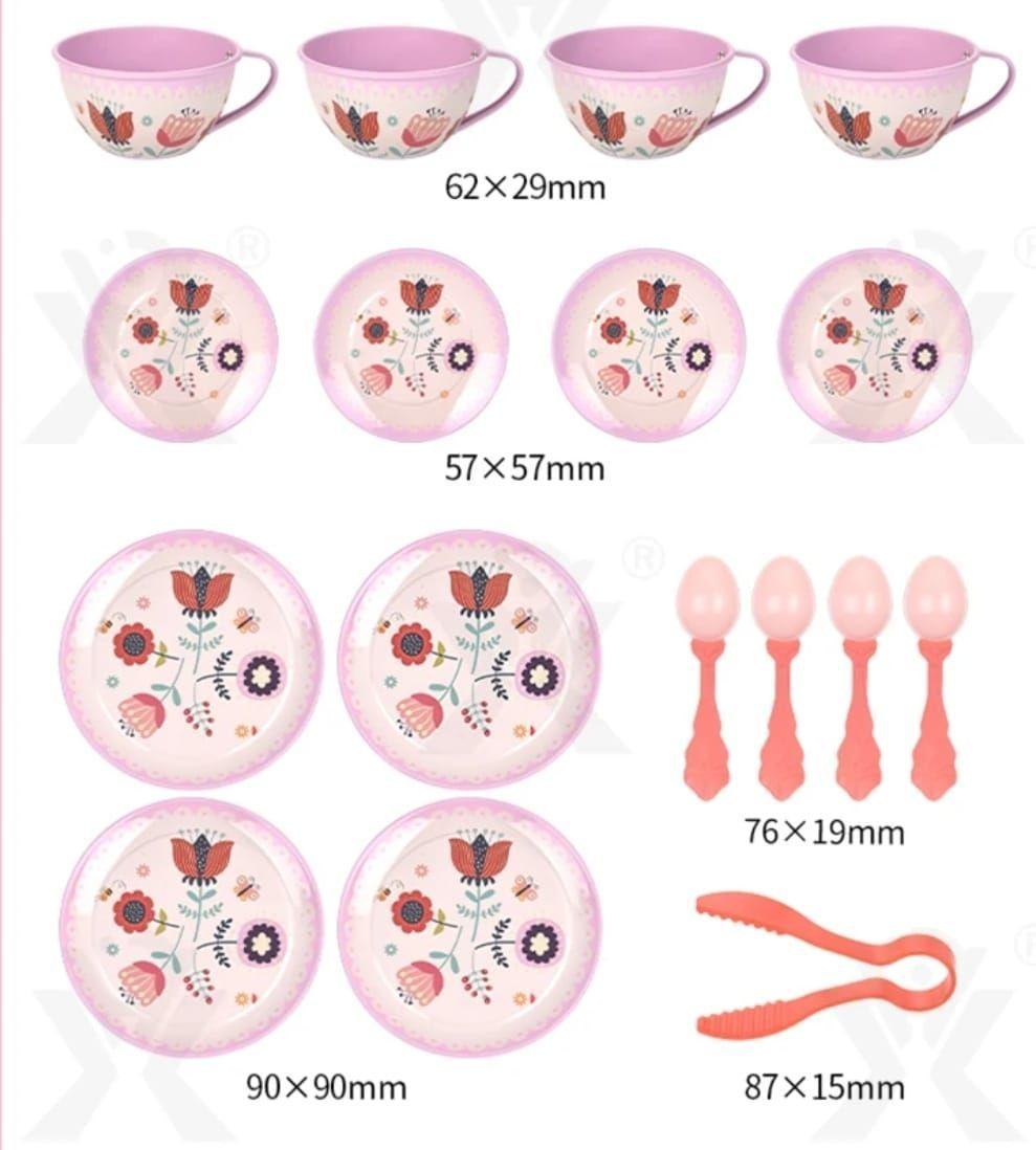 SET DE TAZAS DE TE, MALETA DE JUGUETE PARA NIÑAS ROSADA-3