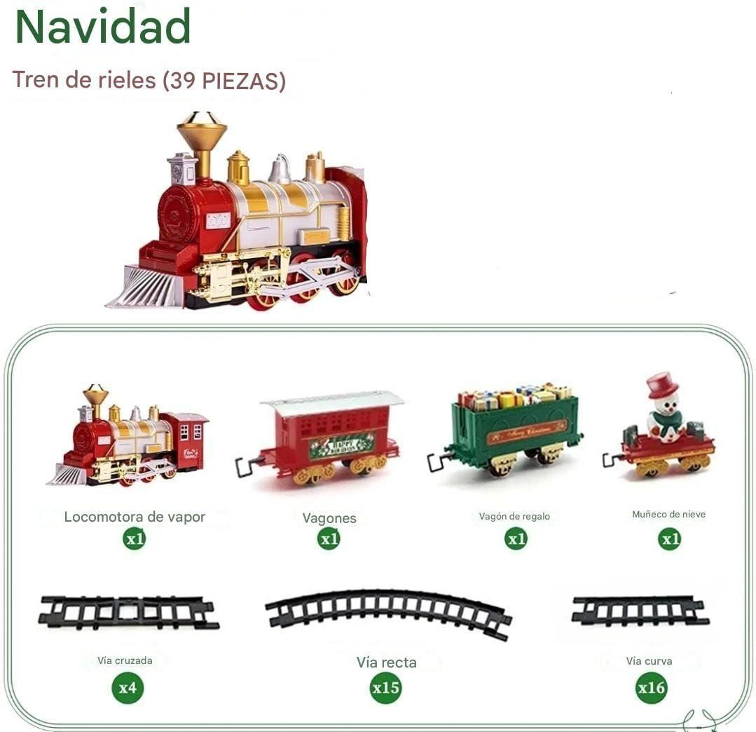 TREN DE NAVIDAD 39 PIEZAS CON LUZ, SONIDO Y VAPOR-6