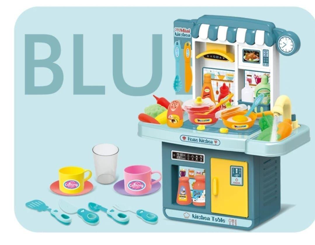 COCINA DE JUGUETE 33 ACCESORIOS LUCES AZUL-6