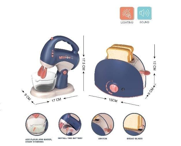 SET DE COCINA DE JUGUETE BATIDORA Y TOSTADOR CON LUCES Y SONIDO-2