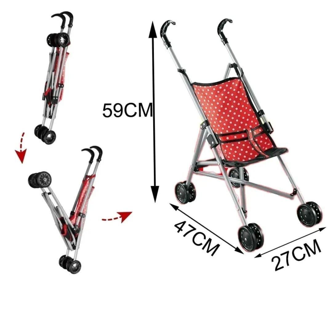 Muñeca con accesorios, coche, silla, mecedora y columpio Rojo-6