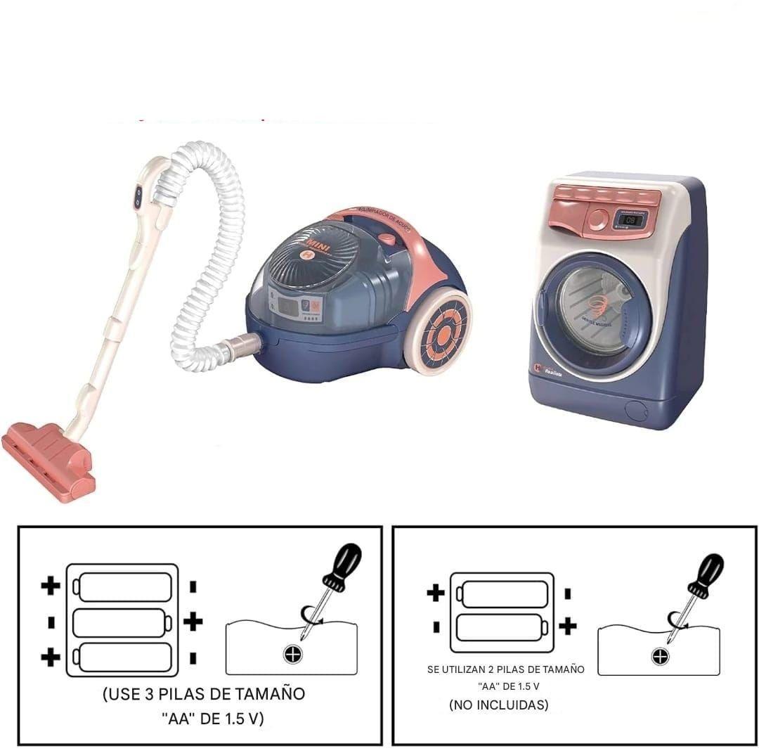 SET DE COCINA DE JUGUETE, ASPIRADORA Y LAVADORA CON LUCES Y SONIDO-7