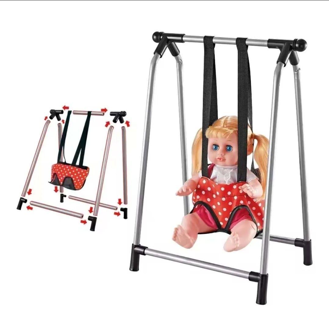 Set para muñeca, cuna columpio silla y mecedora 4 en 1 Rojo-8