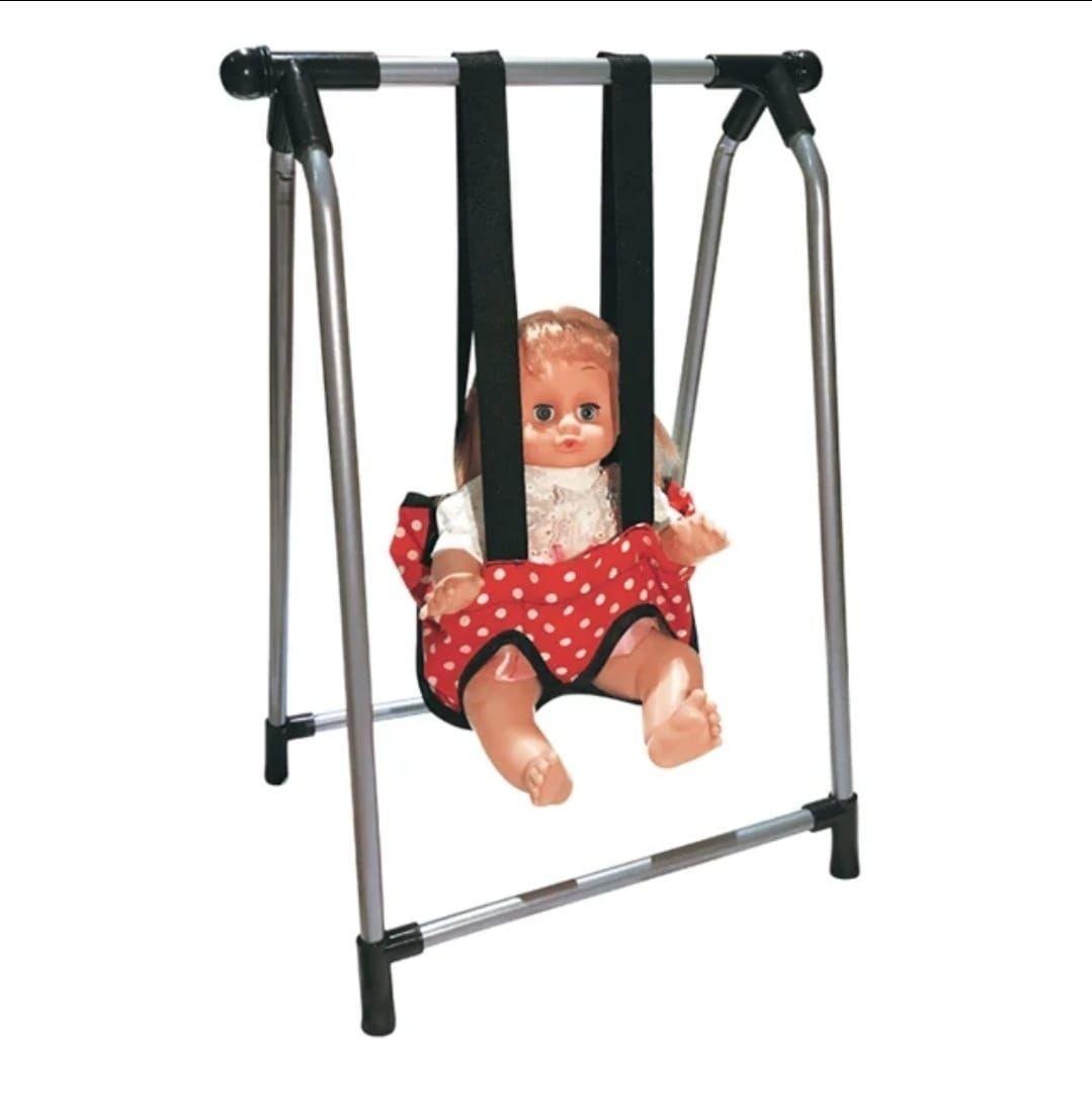 Set para muñeca, cuna columpio silla y mecedora 4 en 1 Rojo-5