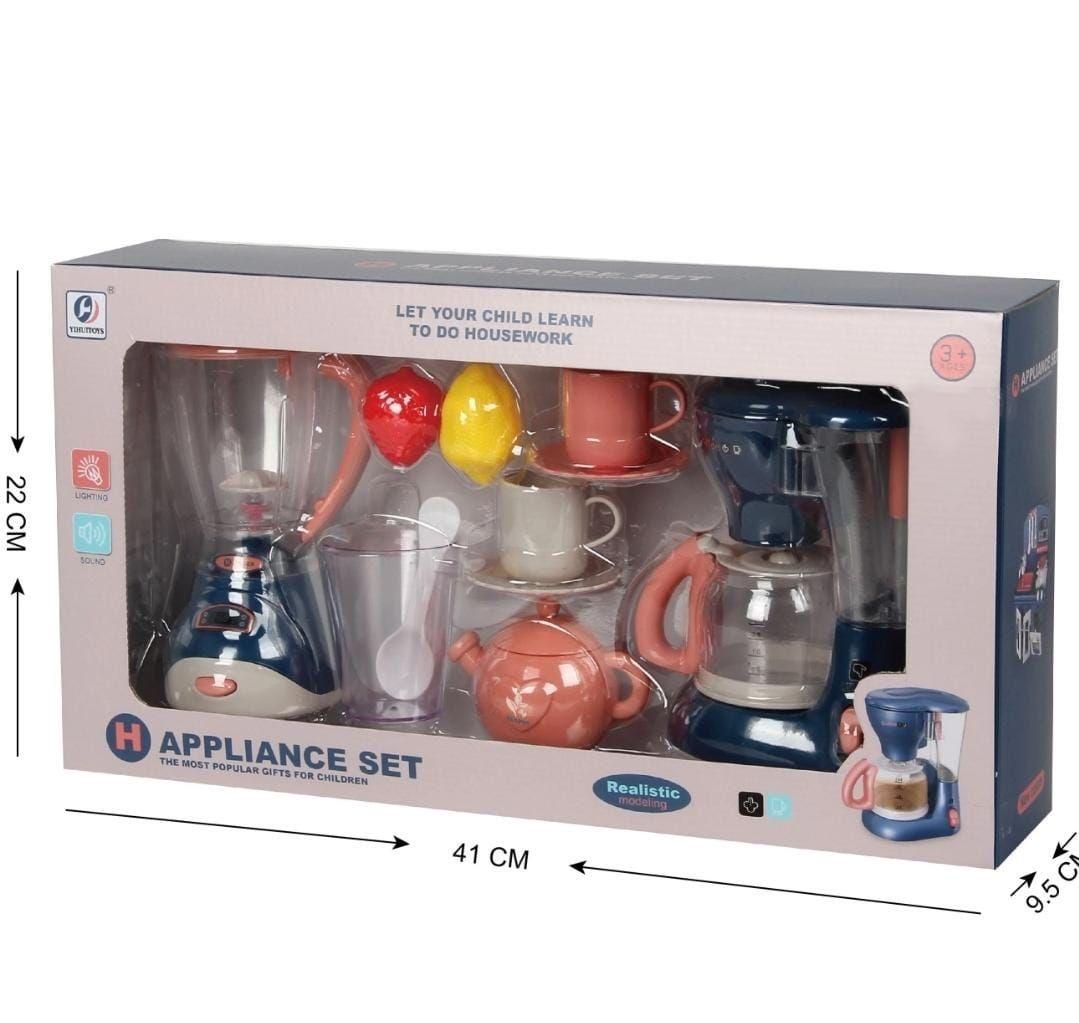 SET DE COCINA DE JUGUETE, LICUADORA Y CAFETERA CON LUCES Y SONIDO-2