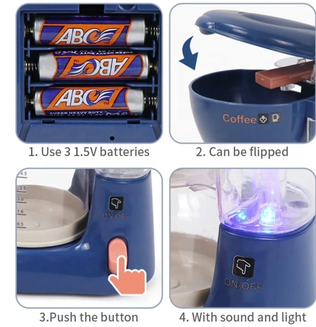 SET DE COCINA DE JUGUETE, LICUADORA Y CAFETERA CON LUCES Y SONIDO-7
