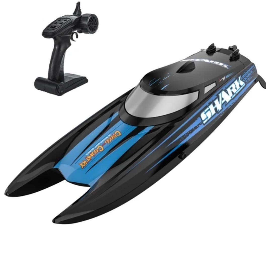 Lancha Bote Barco Shark, Control Remoto 2,4 Ghz Azul-0
