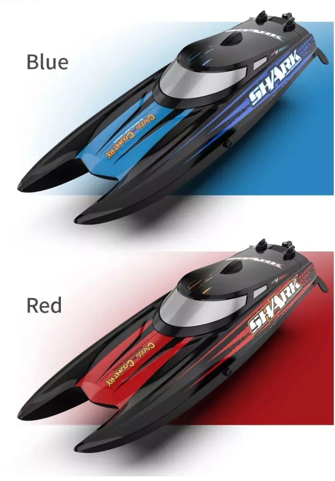 Lancha Bote Barco Shark, Control Remoto 2,4 Ghz Azul-1