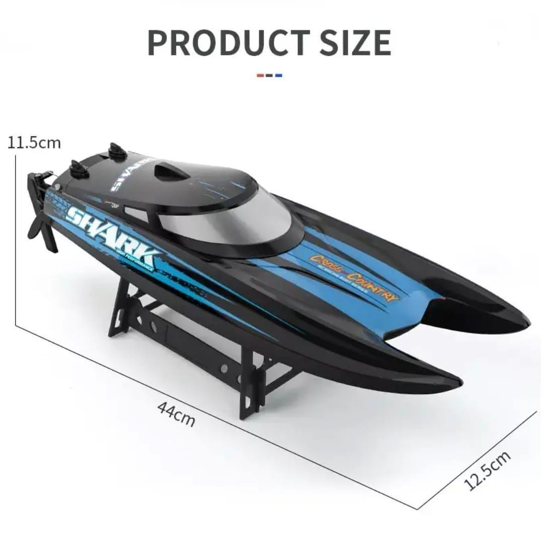 Lancha Bote Barco Shark, Control Remoto 2,4 Ghz Azul-3