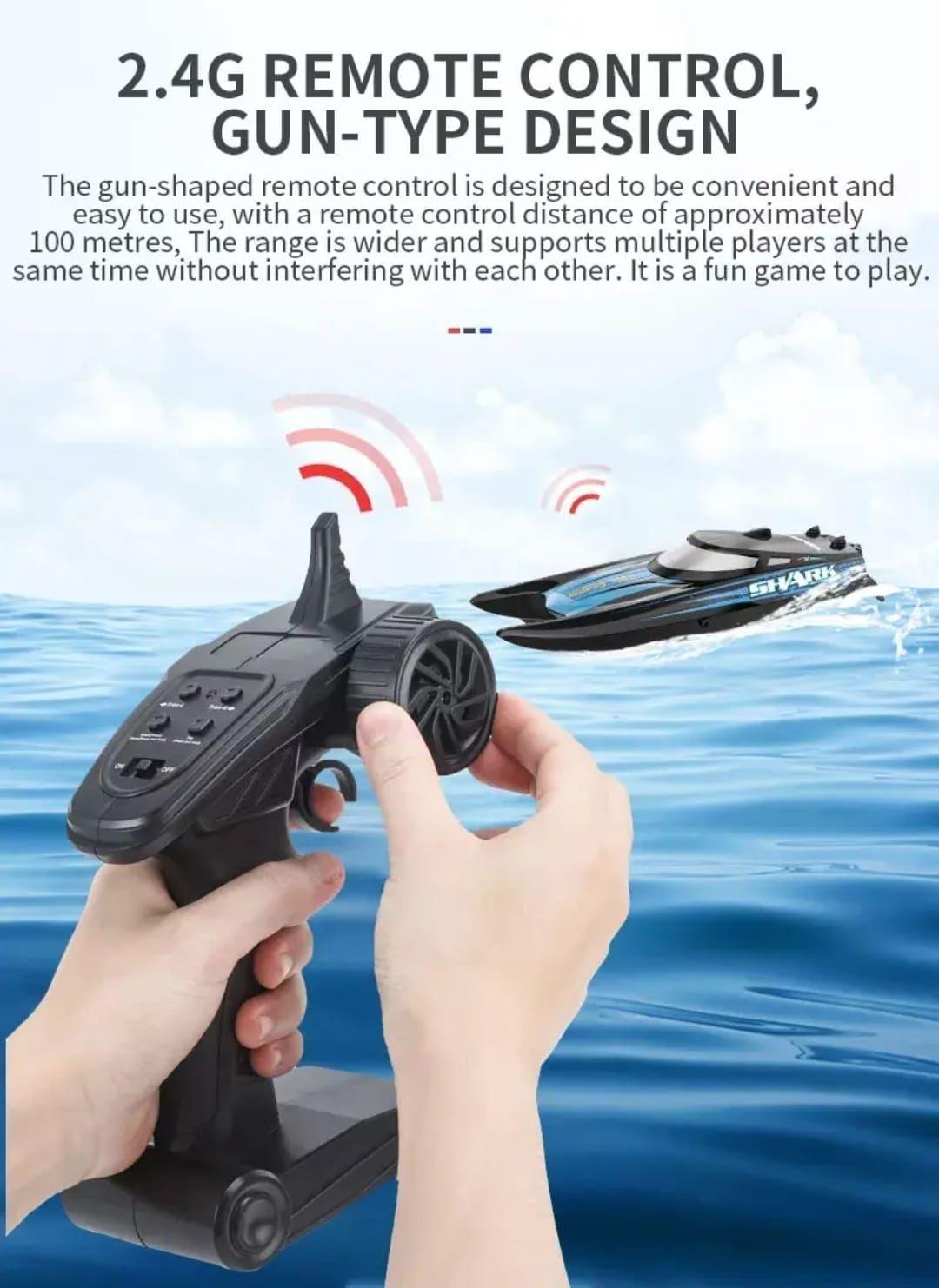 Lancha Bote Barco Shark, Control Remoto 2,4 Ghz Azul-7