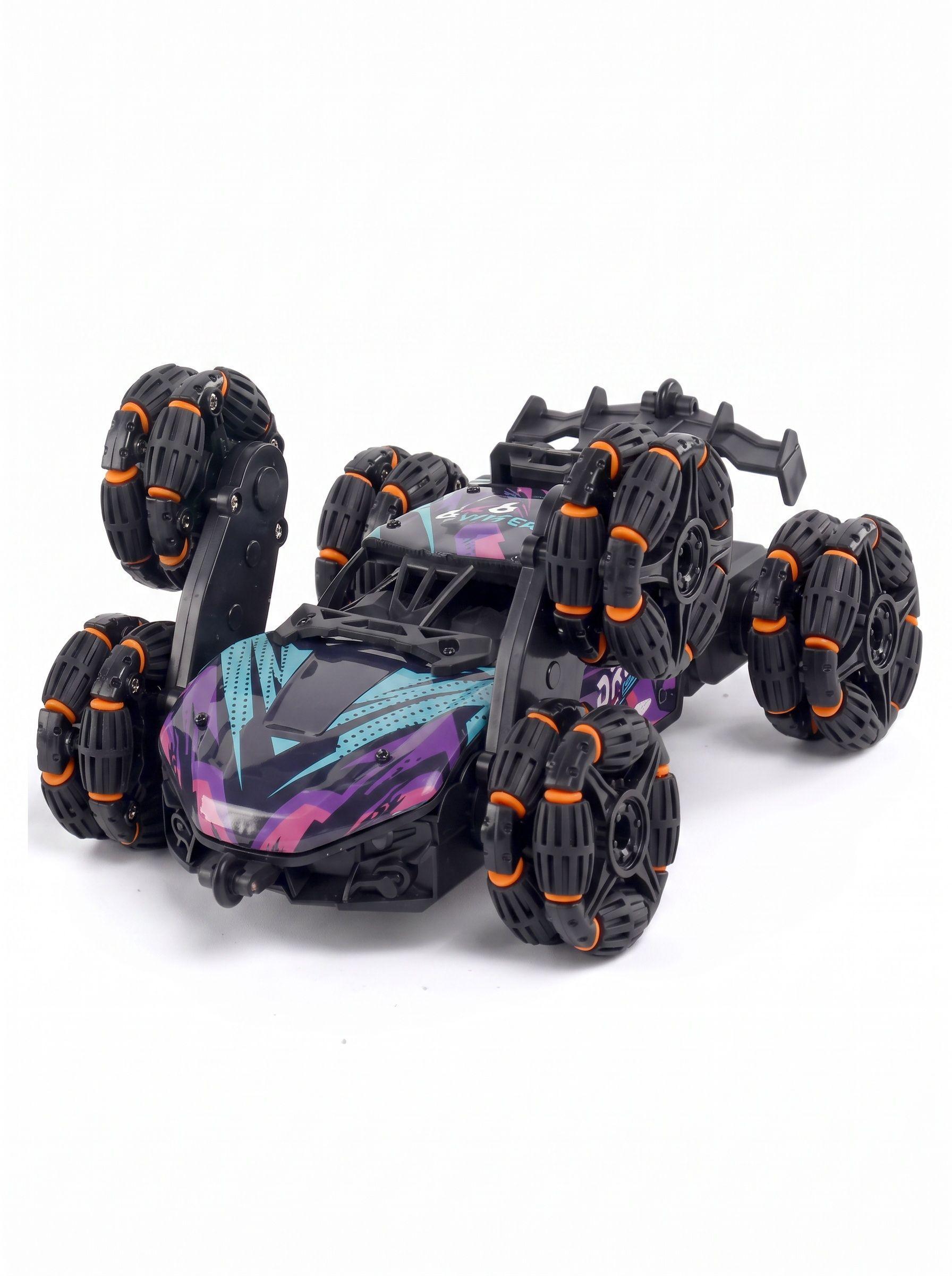 AUTO CONTROL REMOTO 6 RUEDAS Y CONTROL RELOJ DE GESTOS STUNT VERDE VIOLETA-2