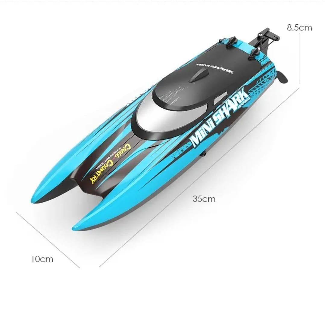 Lancha Bote Barco Mini Shark, Control Remoto 2,4 Ghz Azul 30km-2