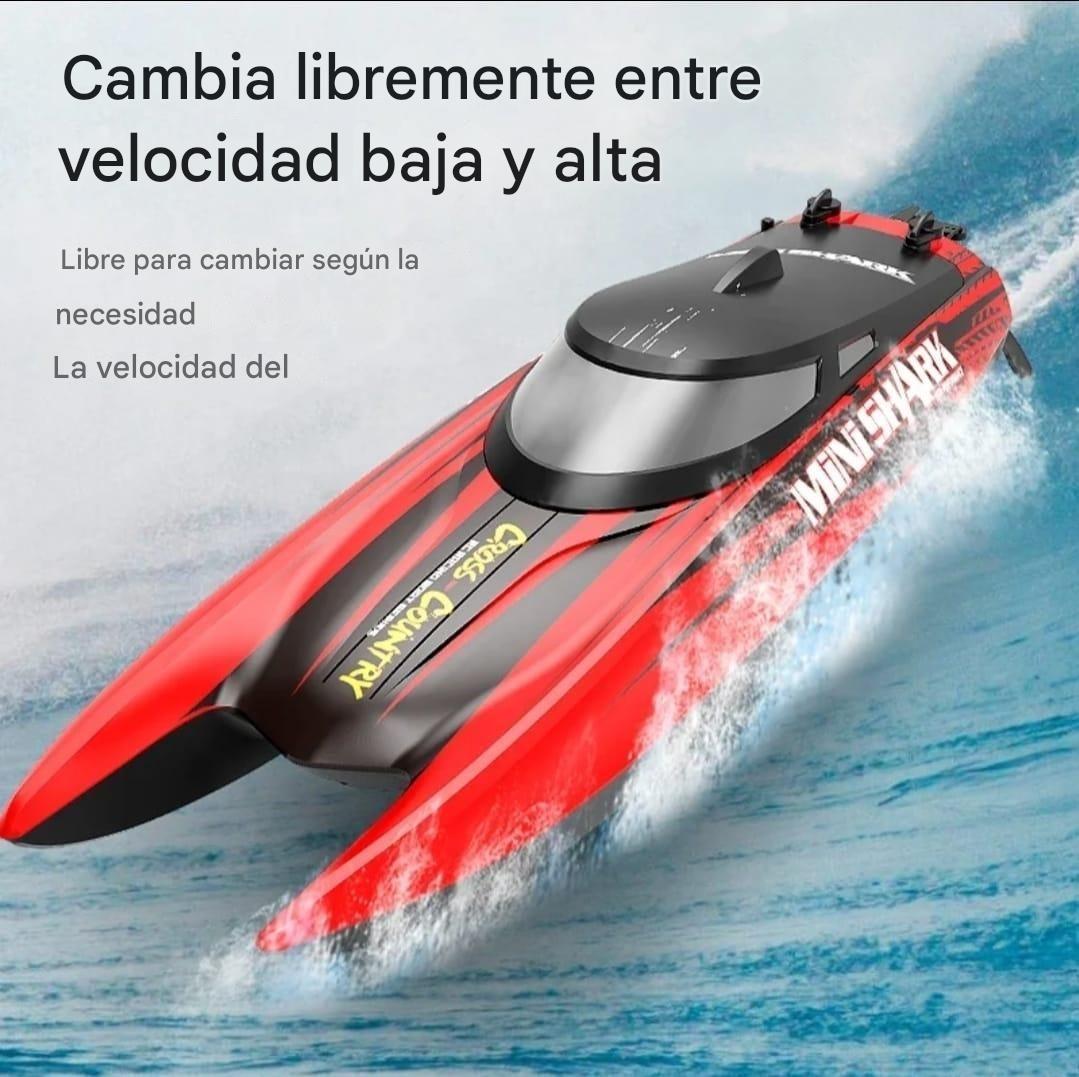 Lancha Bote Barco Mini Shark, Control Remoto 2,4 Ghz Azul 30km-4