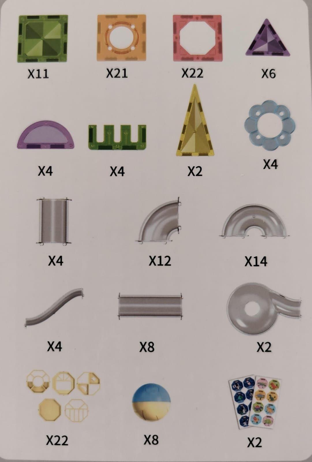 BLOQUES MAGNETICOS DE CONTRUCCION CON PISTA PARA PELOTAS 150 PIEZAS-2