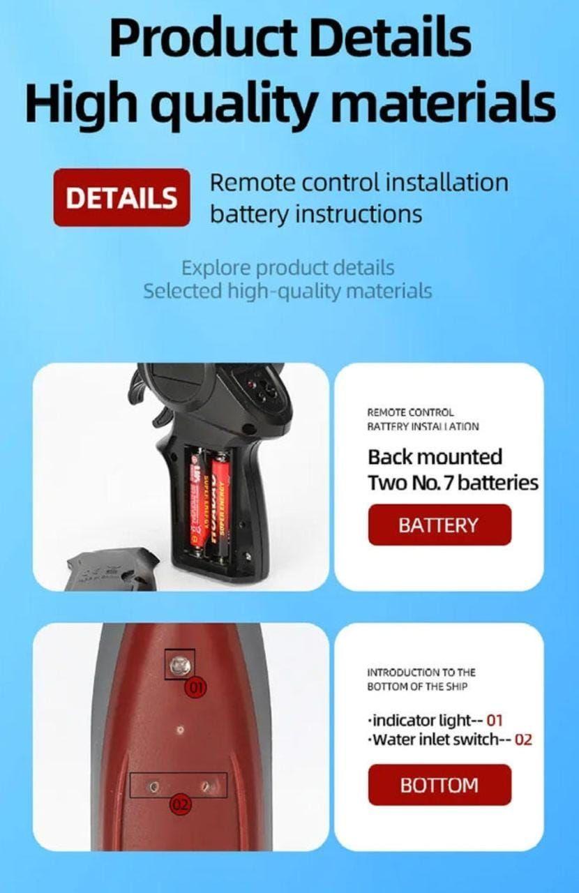 Lancha Control Remoto, Mini, Buque De Guerra 2,4 G-6