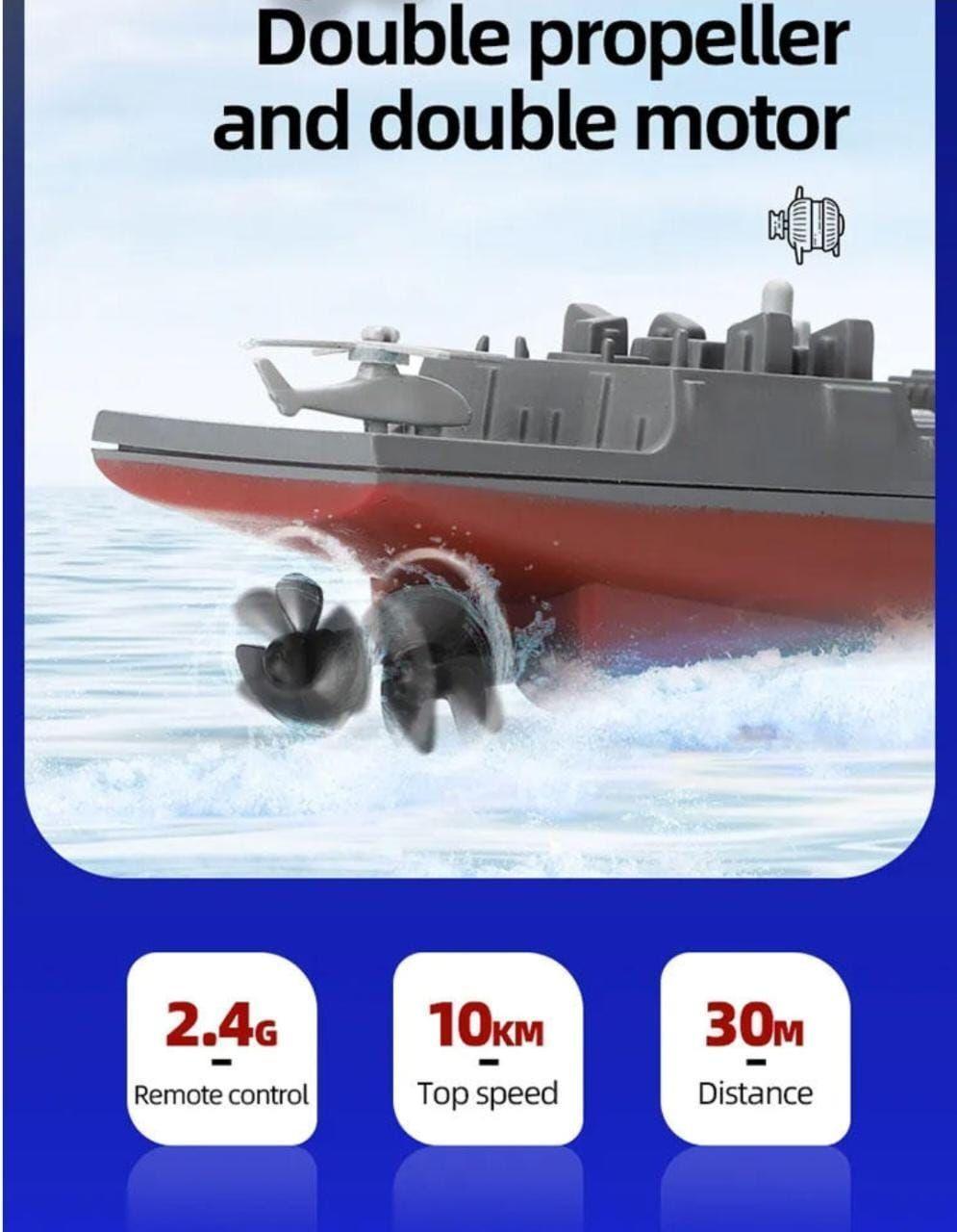 Lancha Control Remoto, Mini, Buque De Guerra 2,4 G-3