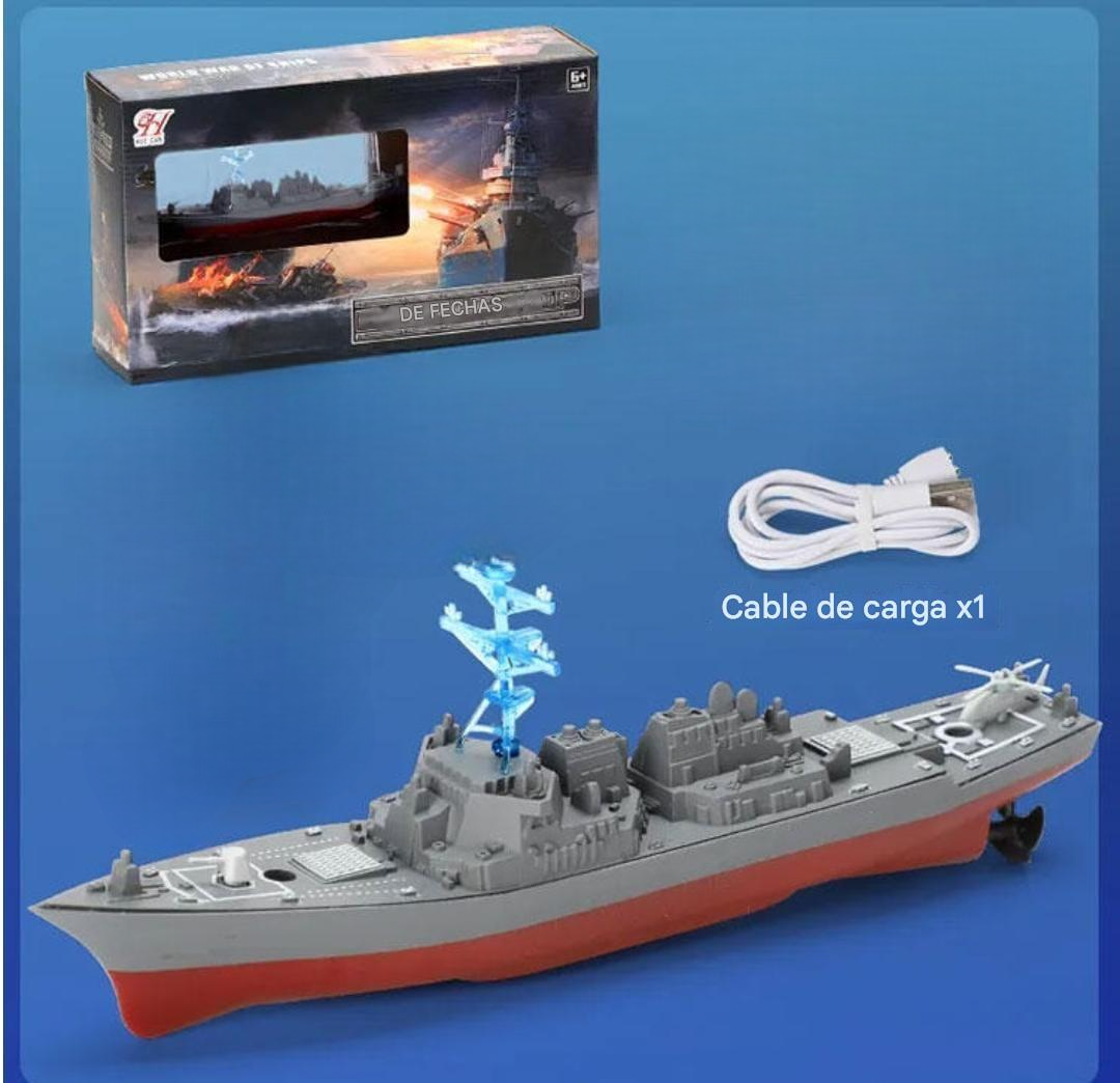 Lancha Control Remoto, Mini, Buque De Guerra 2,4 G-7