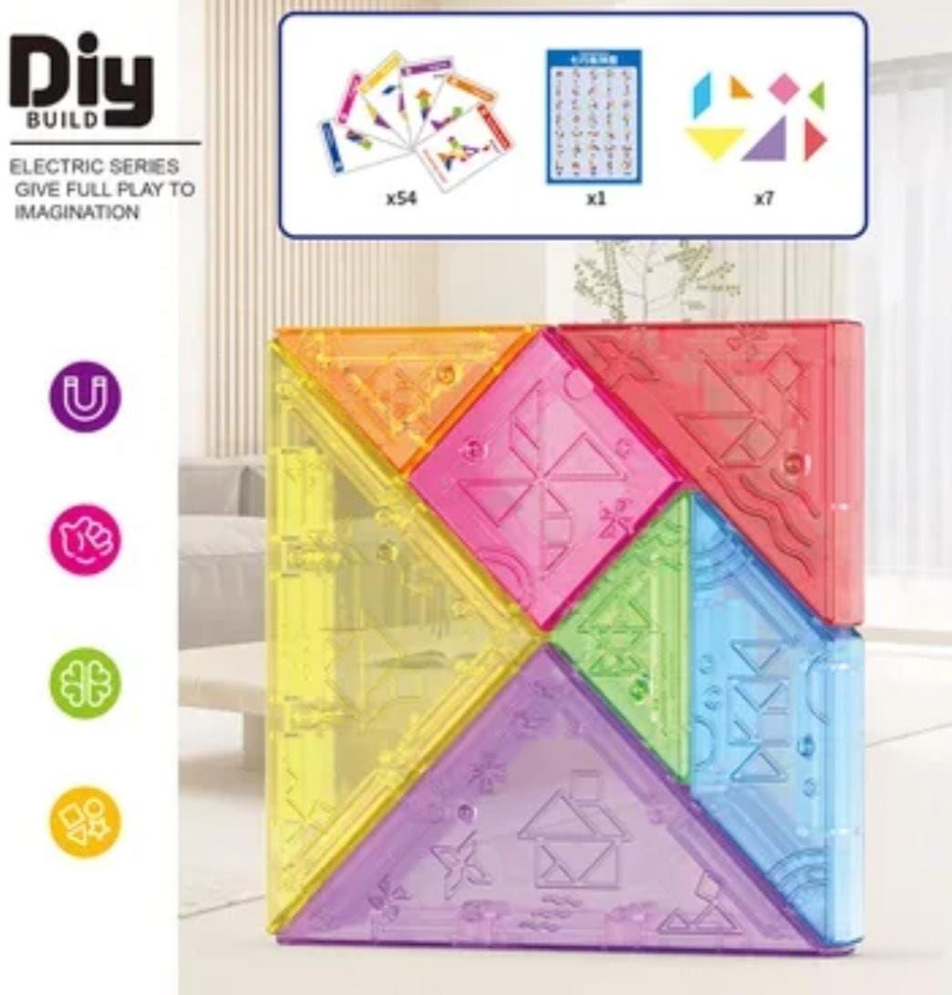 BLOQUES MAGNETICOS TANGRAMA 7 PIEZAS CON 54 CARTAS-2