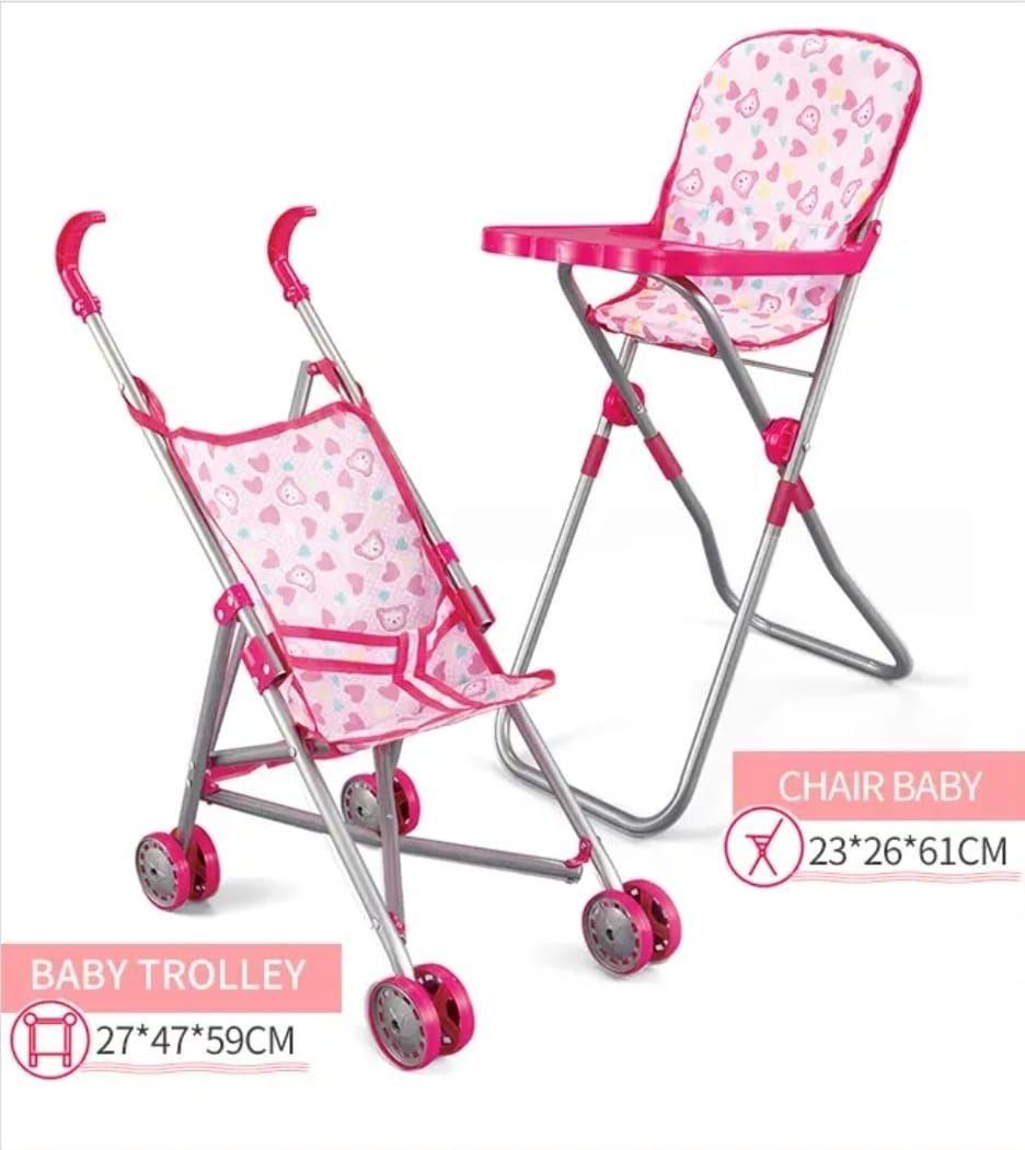 Muñeca con Accesorios de Juguete Coche Silla Columpio y Mecedora-5