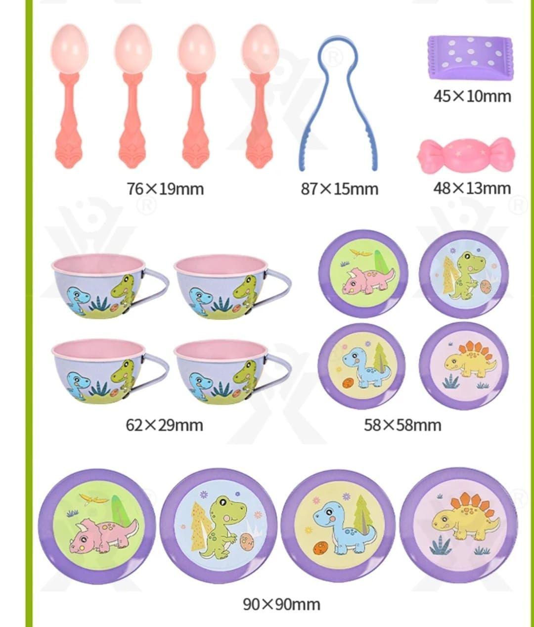 SET DE TAZAS DE TE, MALETA DE JUGUETE PARA NIÑAS DINOSAURIO-2