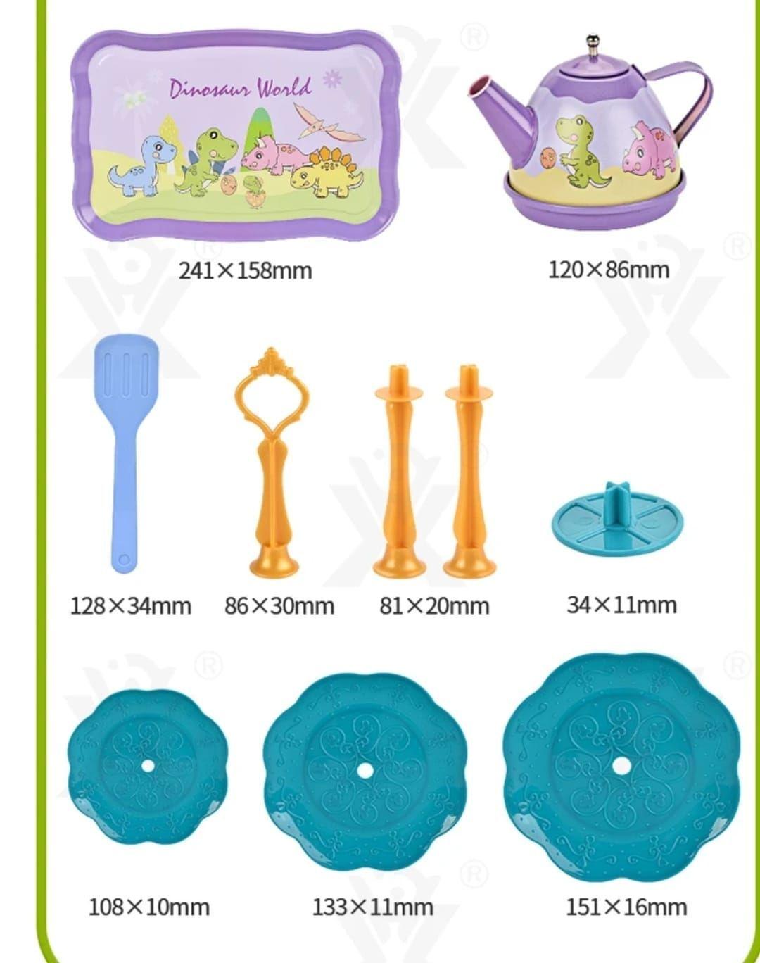 SET DE TAZAS DE TE, MALETA DE JUGUETE PARA NIÑAS DINOSAURIO-5
