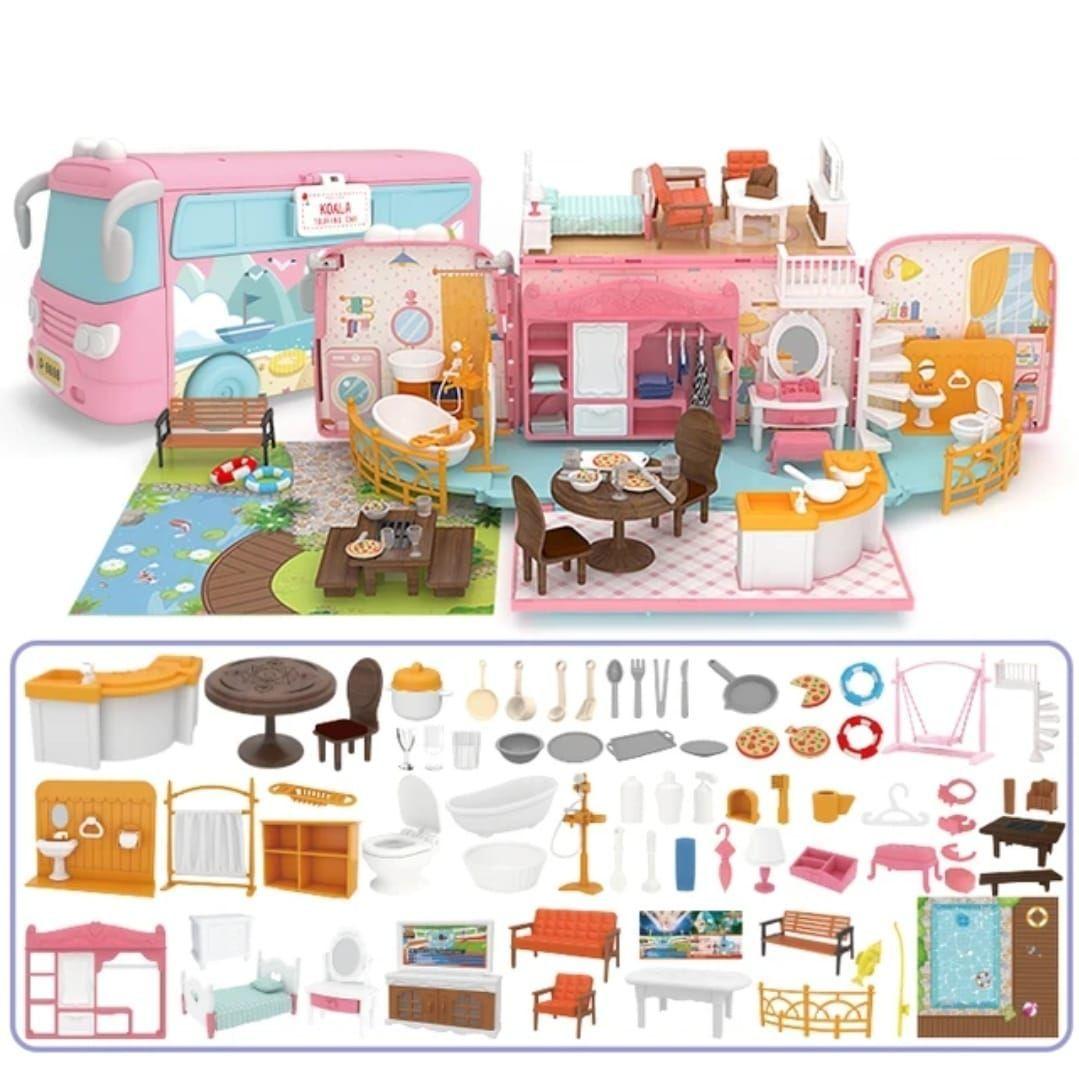 BUS KOALA JUGUETE CASA DE MUÑECAS CON ACCESORIOS 72 PIEZAS-2