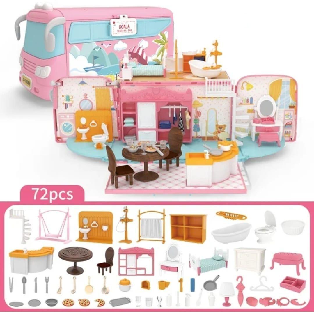 BUS KOALA JUGUETE CASA DE MUÑECAS CON ACCESORIOS 72 PIEZAS-5