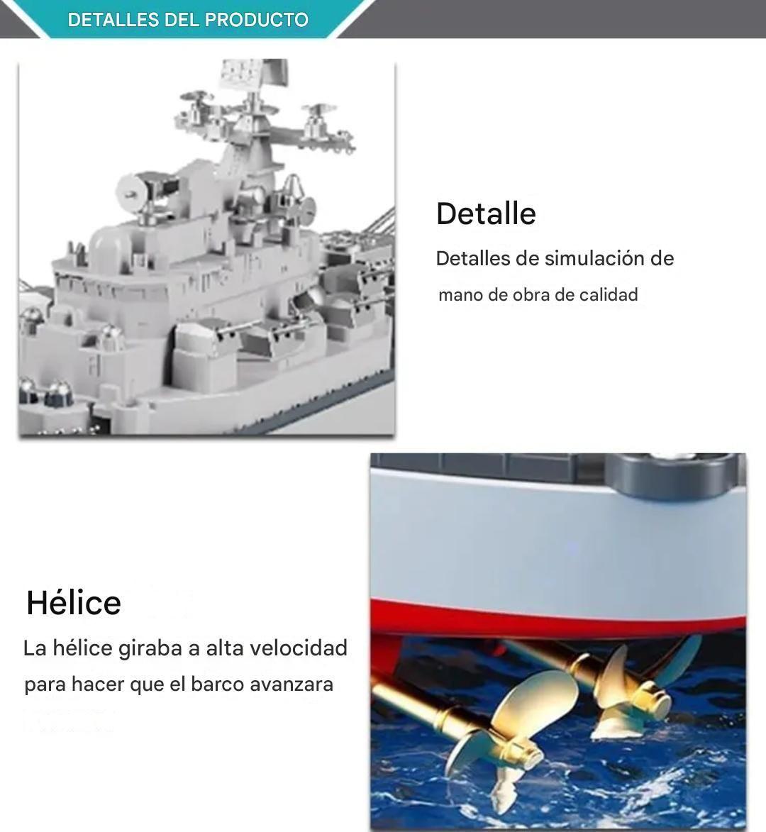 LANCHA CONTROL REMOTO, GRAN BUQUE DE GUERRA DE 60 CM-7